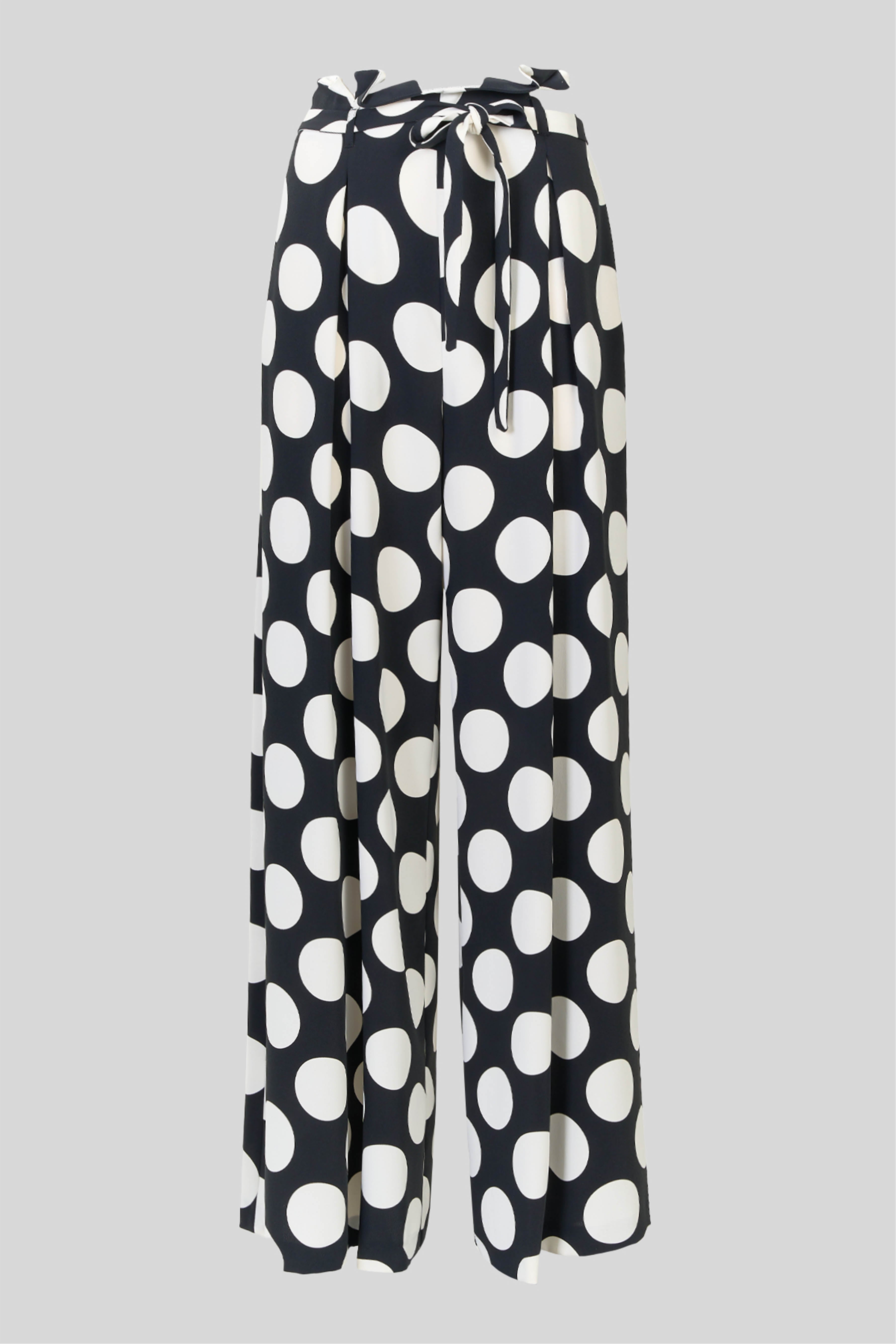 Pantalone a palazzo a pois con cintura