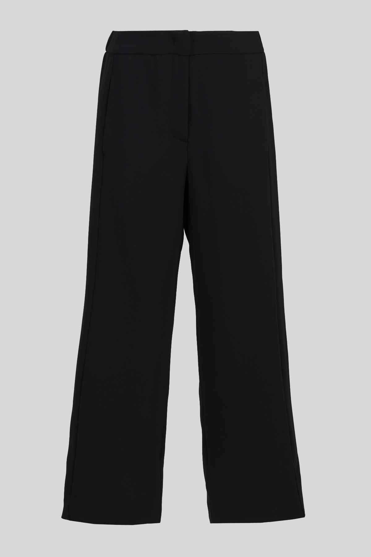 Pantaloni Corpped in Crepe con Linea Ampia