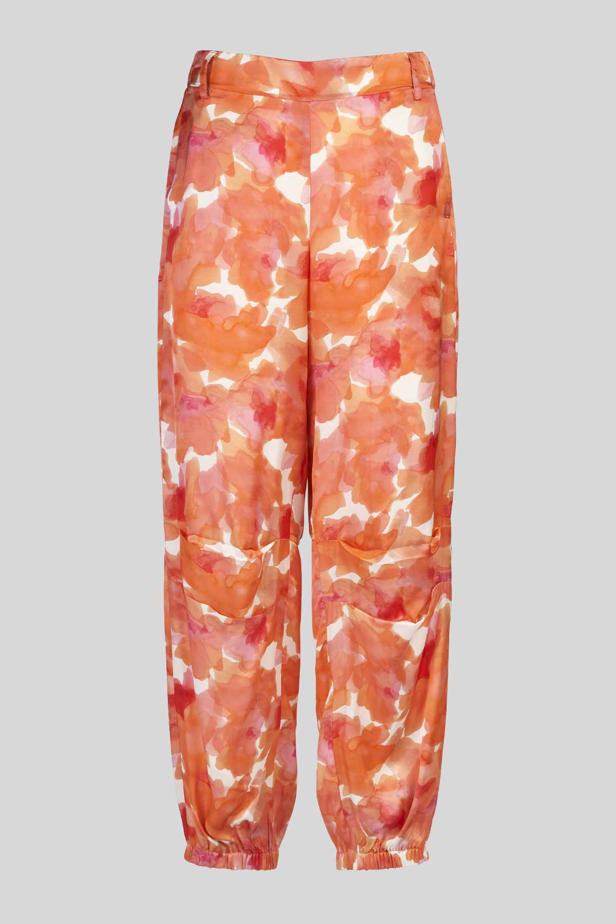 Pantaloni jogging in raso a fantasia
