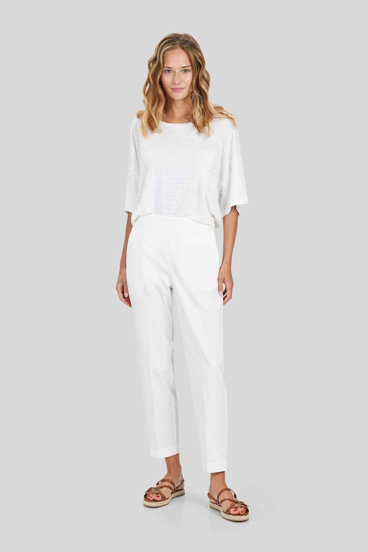 Pantaloni a sigaretta in cotone tecnico stretch