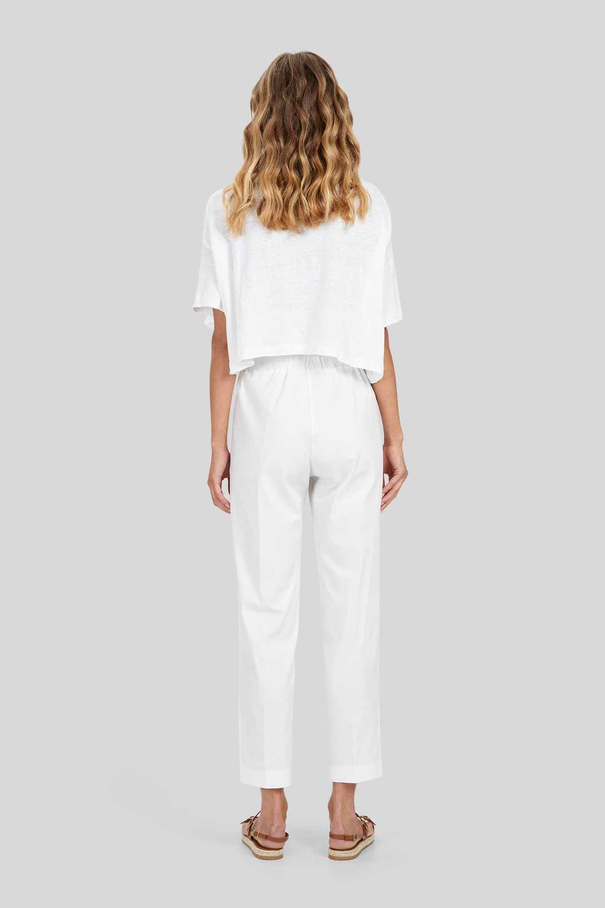 Pantaloni a sigaretta in cotone tecnico stretch
