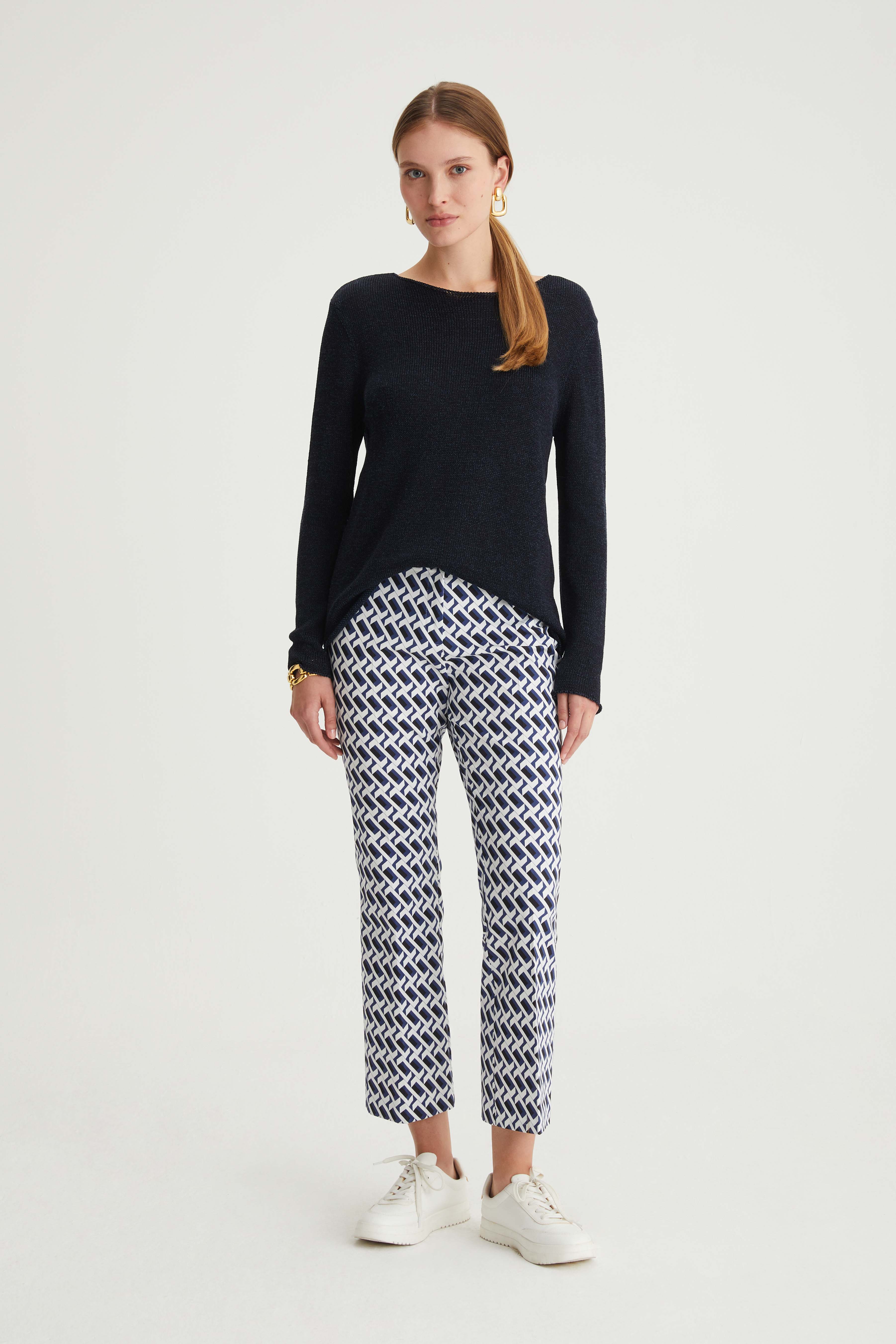 Pantalone in gabardina stampata