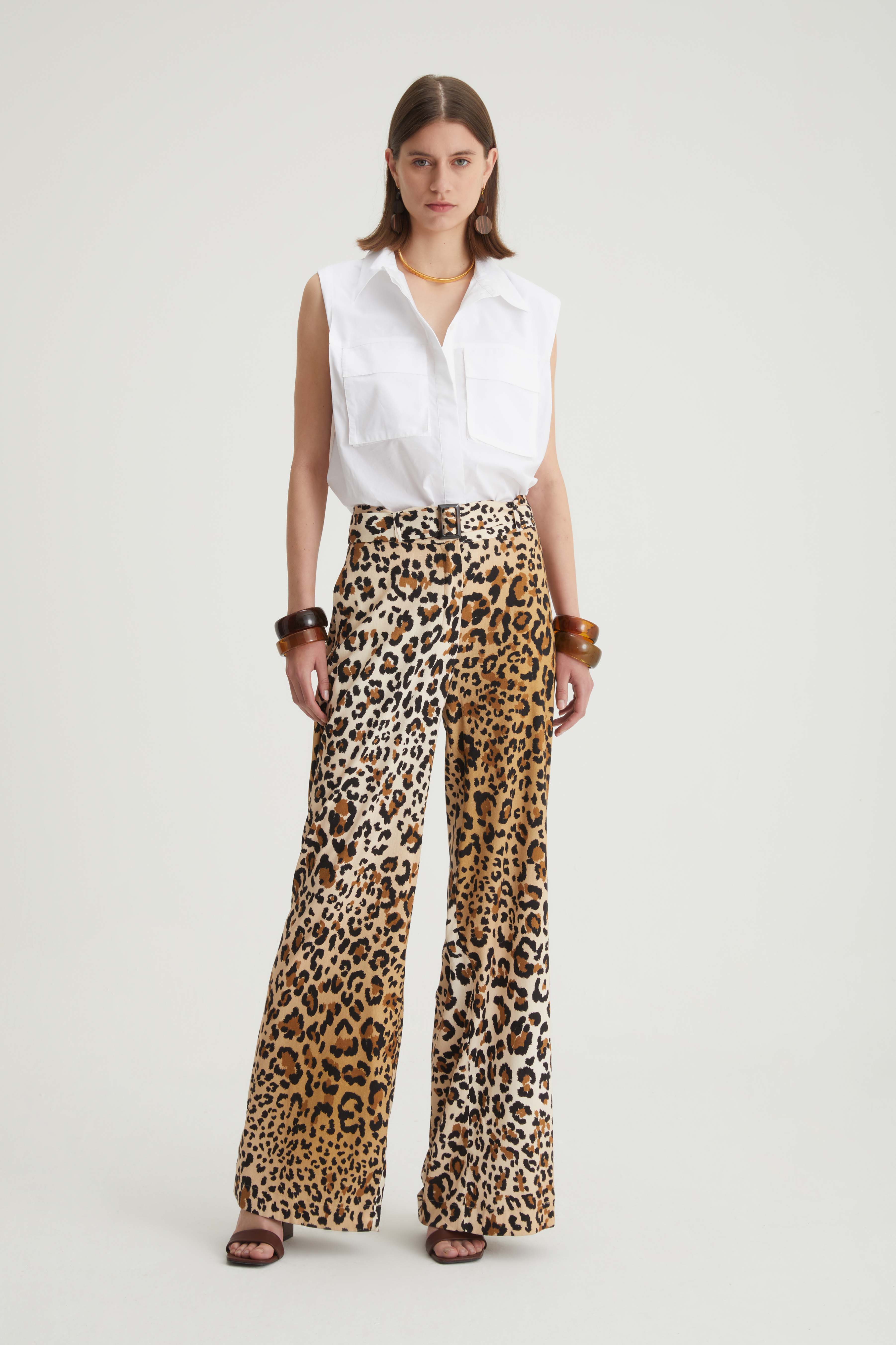 Pantalone ampio in fantasia animalier