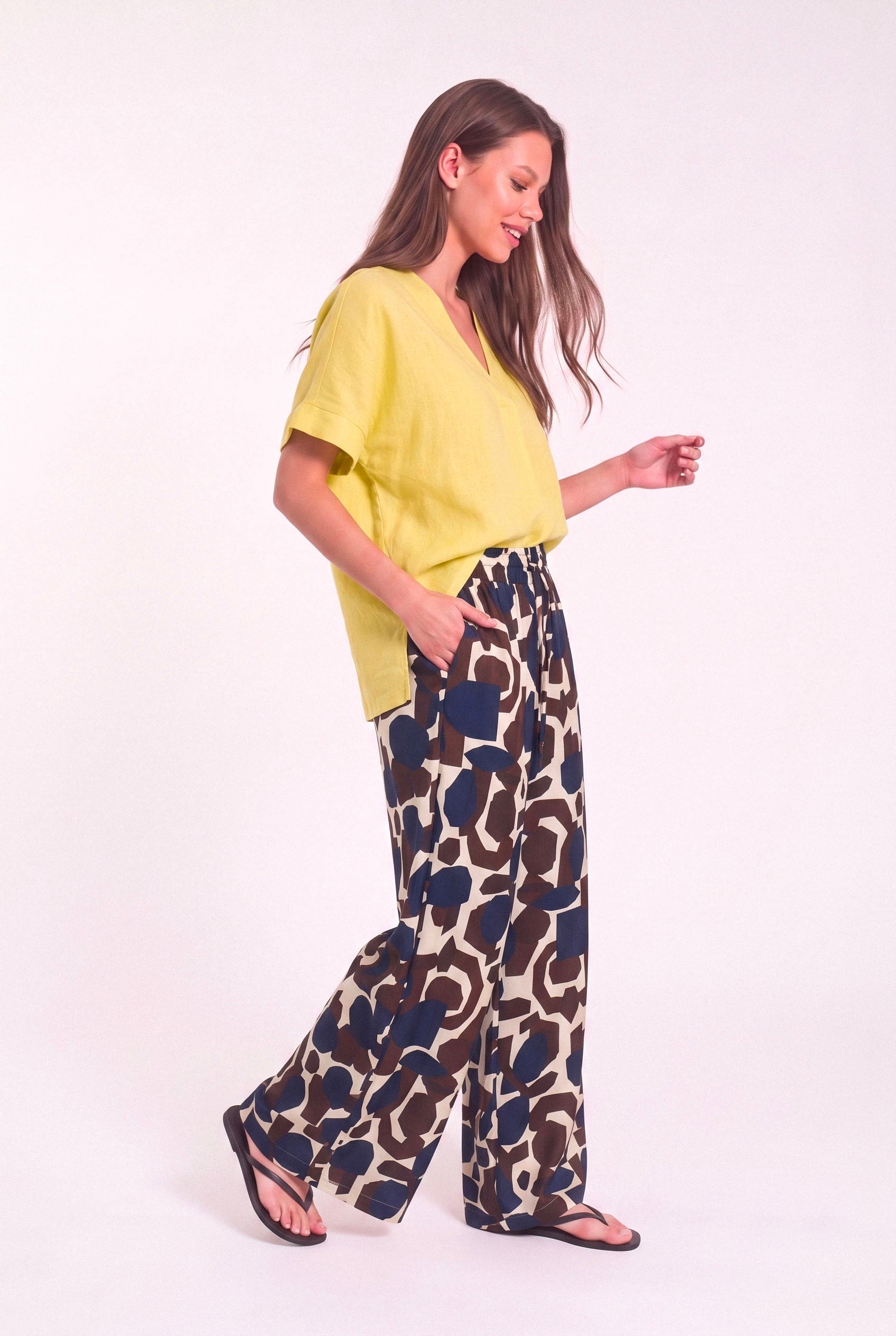 Pantalone Ampio Vita Elastica in Cotone