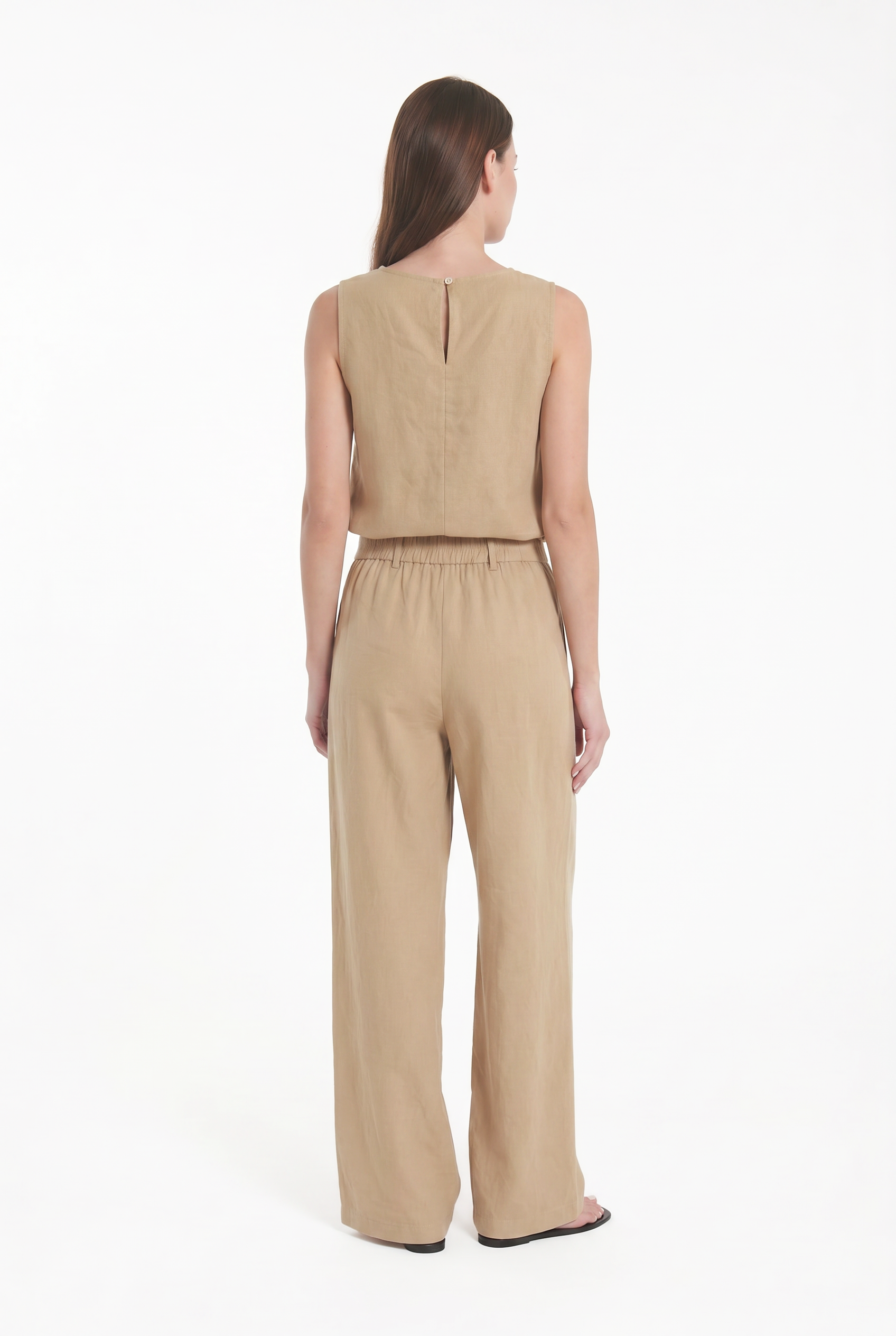 Pantalone Palazzo in Misto Lino con Vita Elasticizzata