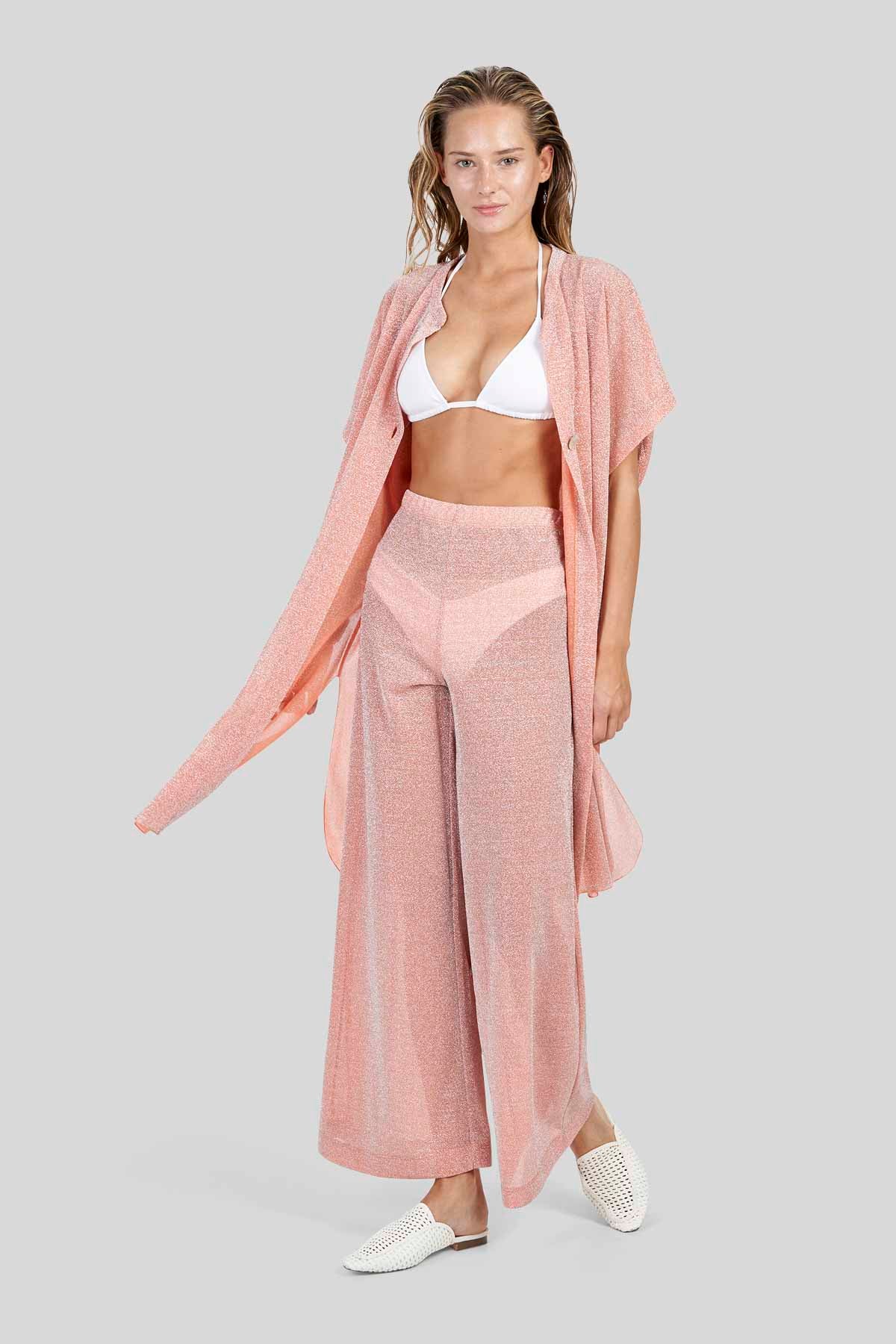 Pantaloni in jersey lurex semitrasparente
