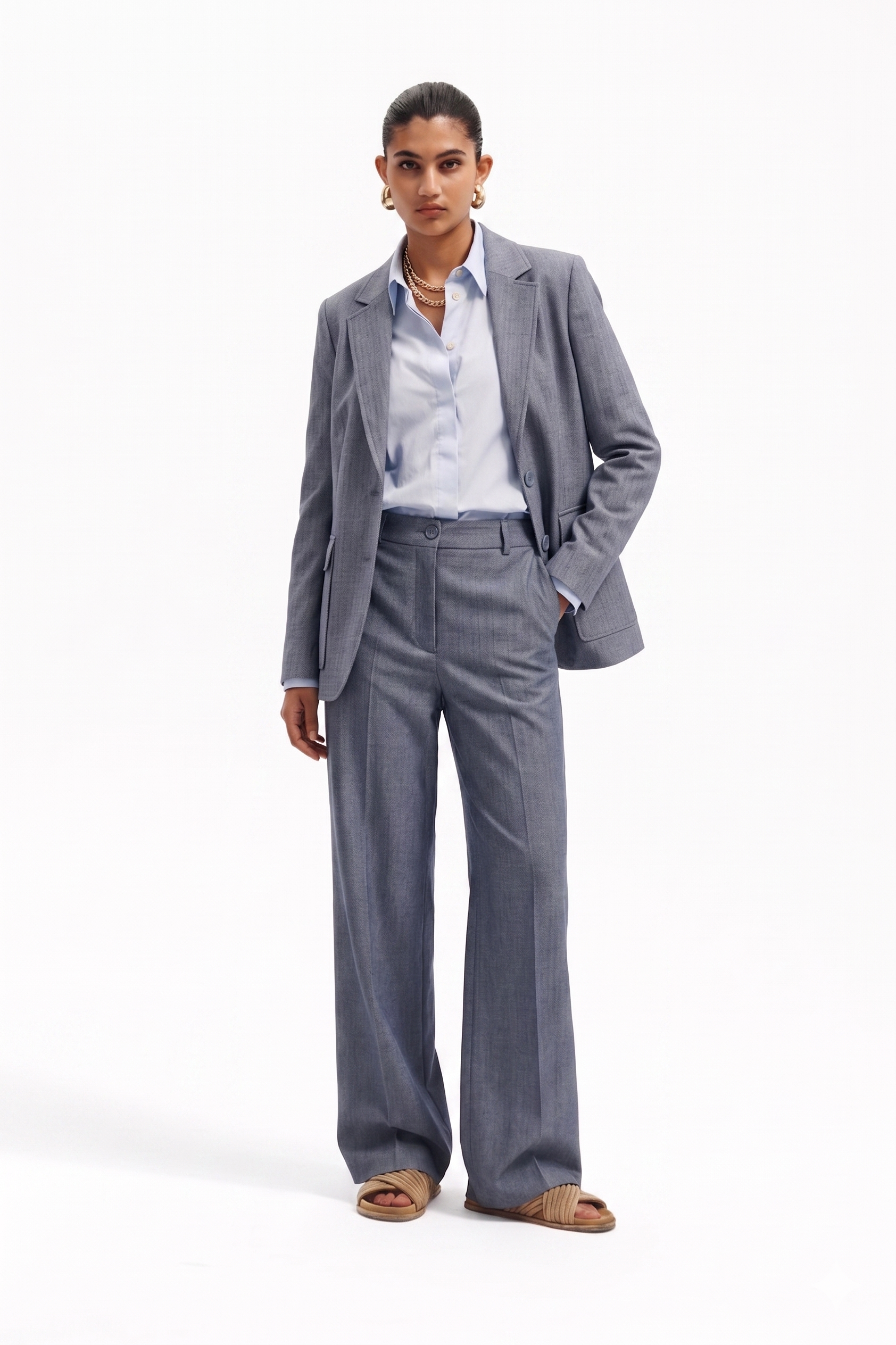 Blazer monopetto sartoriale con tasche con pattina