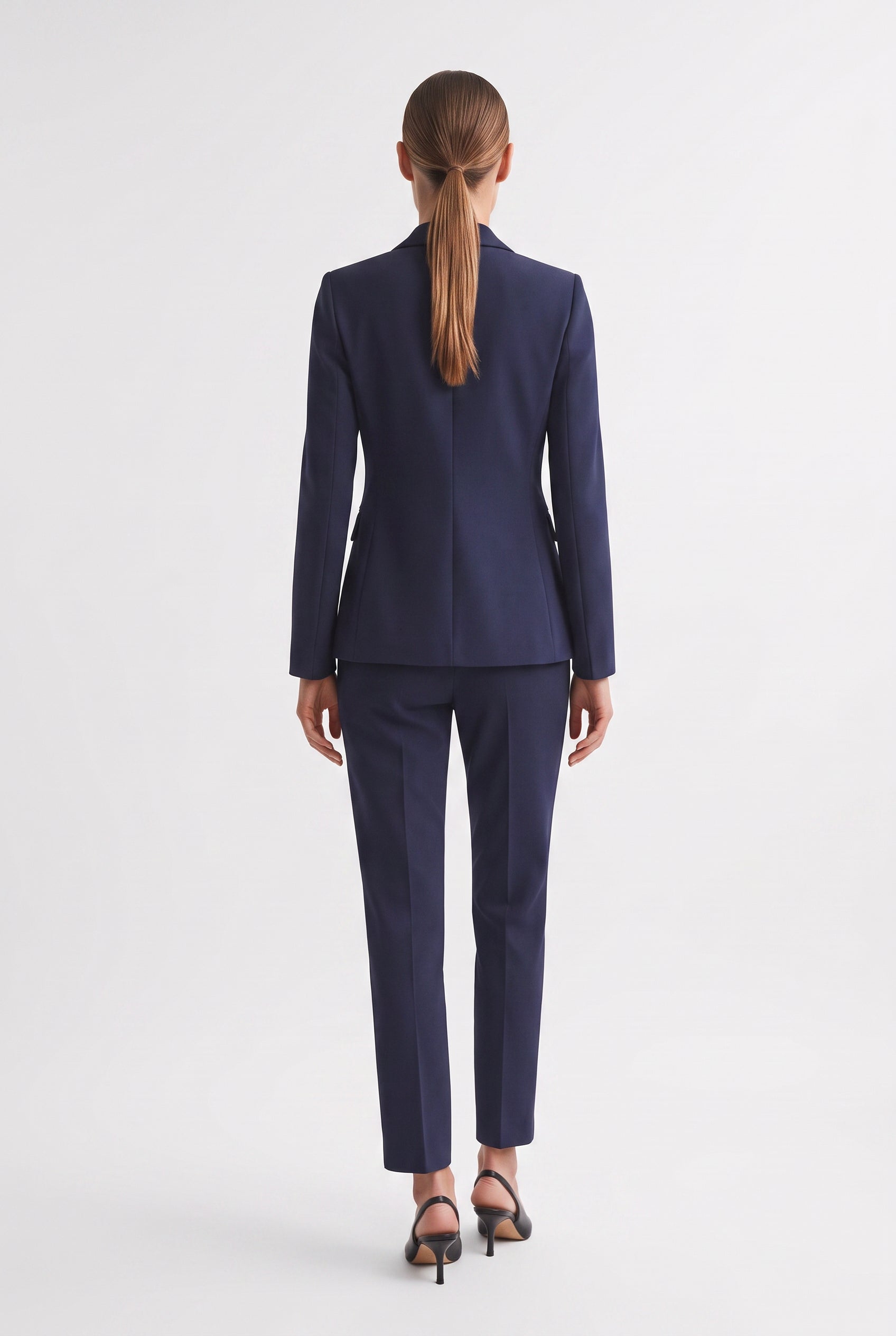 Tailleur in Cotone Tecnico Giacca Monopetto e Pantalone Dritto Blu