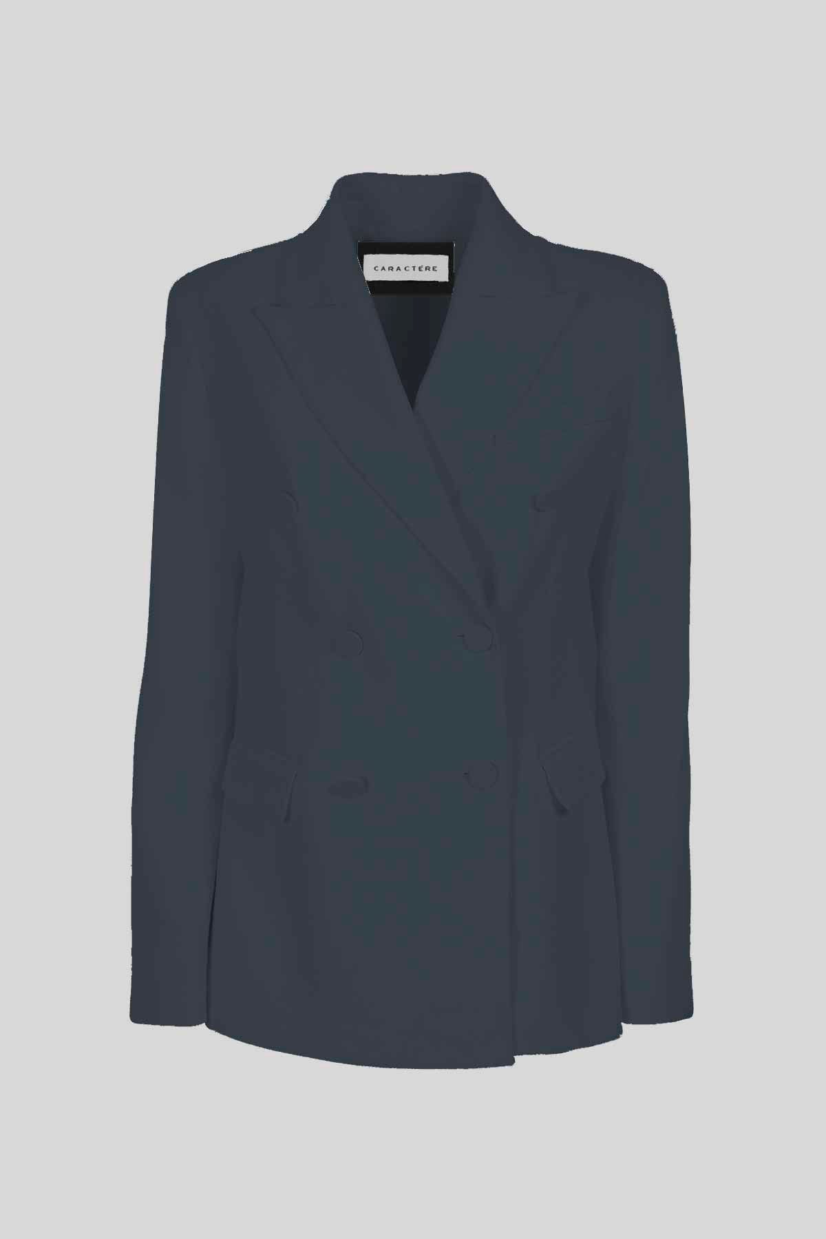 Blazer doppiopetto in piquet stretch