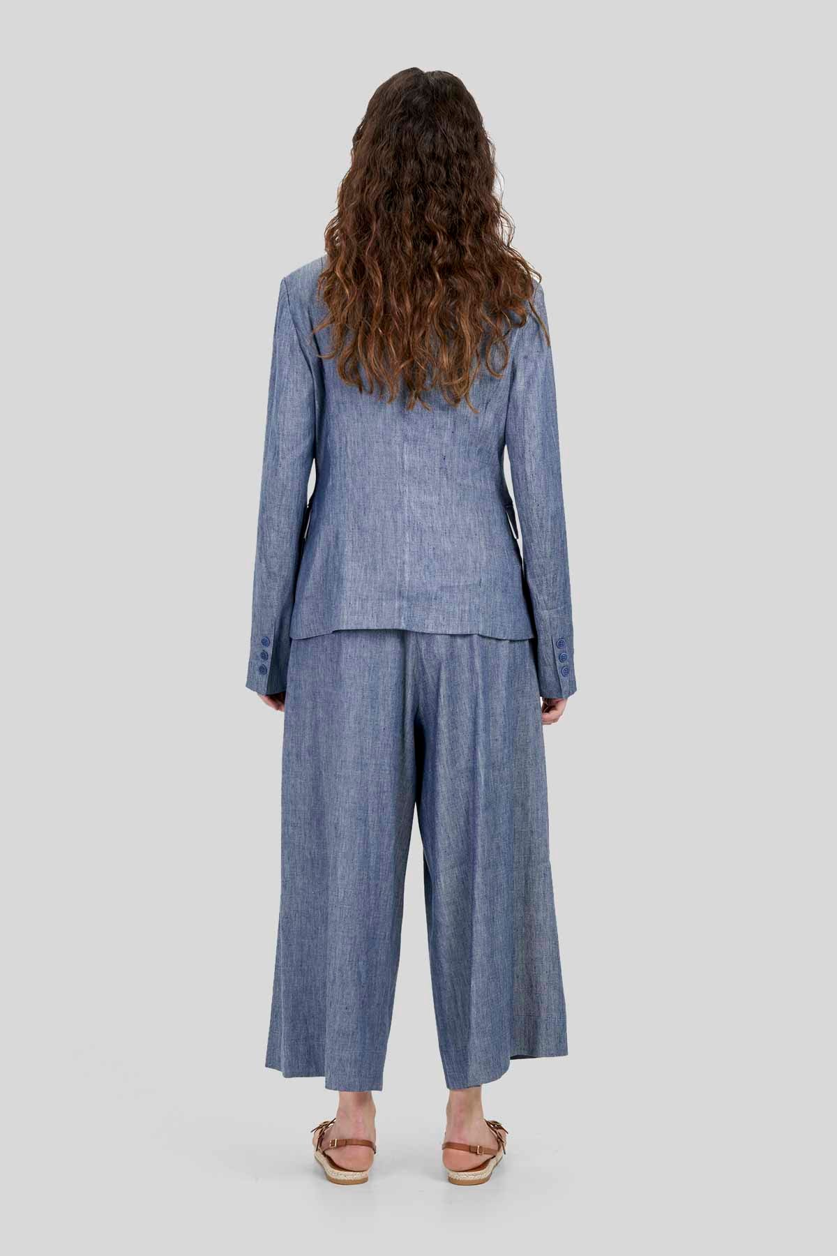 Blazer monopetto in lino stretch
