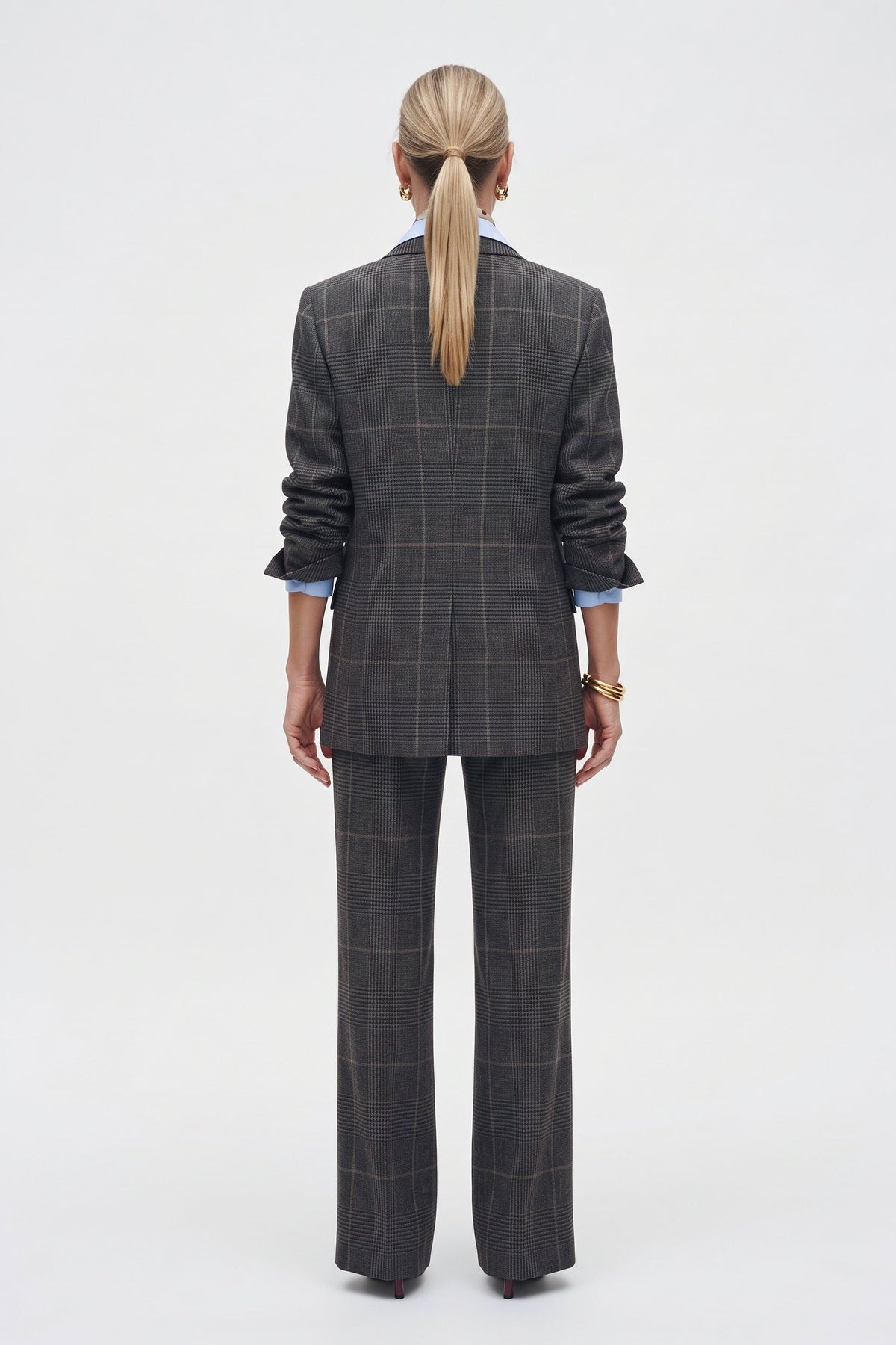 Blazer Doppiopetto Collo A Lancia In Tela Stretch Fantasia