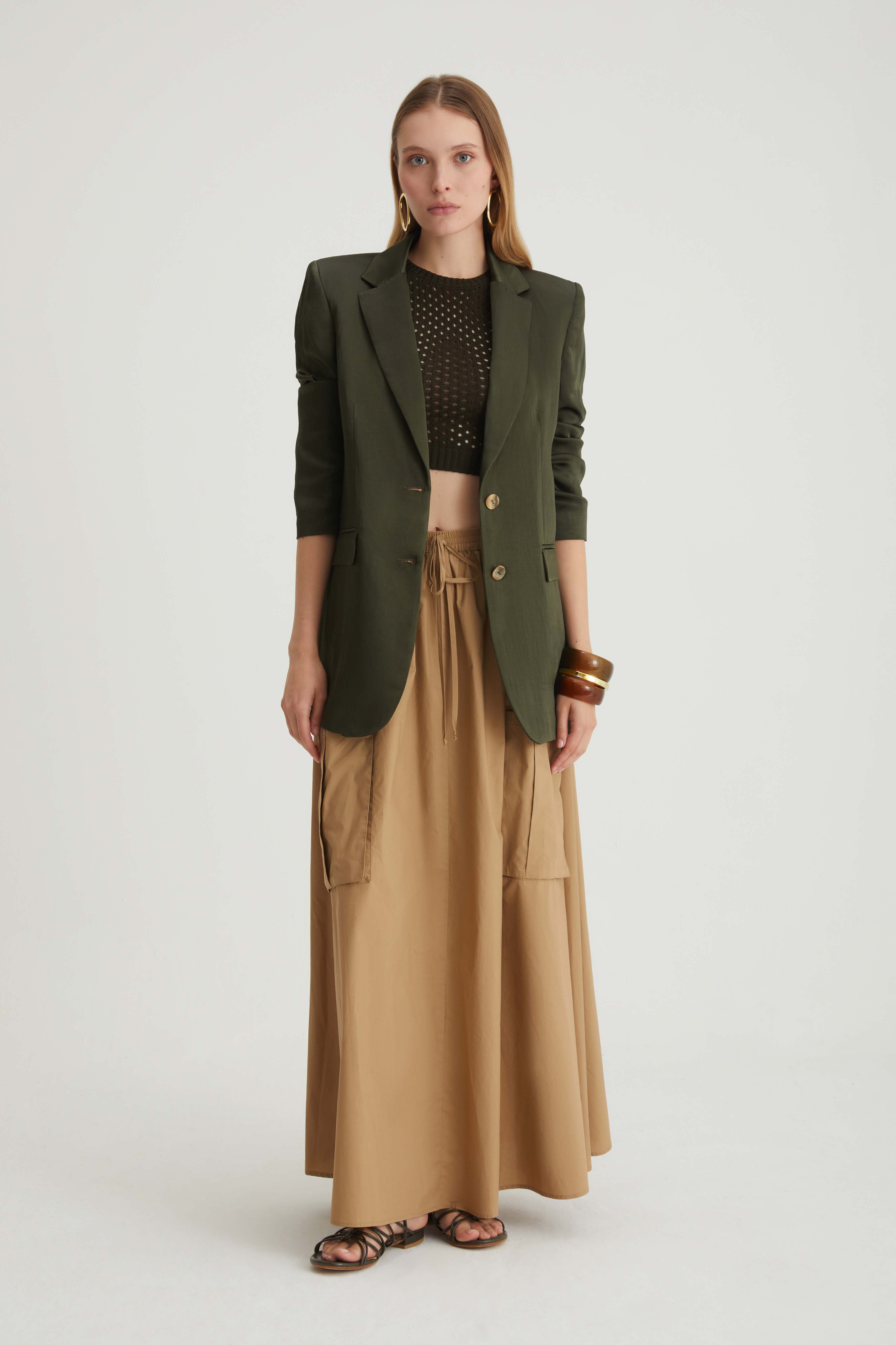 Blazer in twill di lino e viscosa