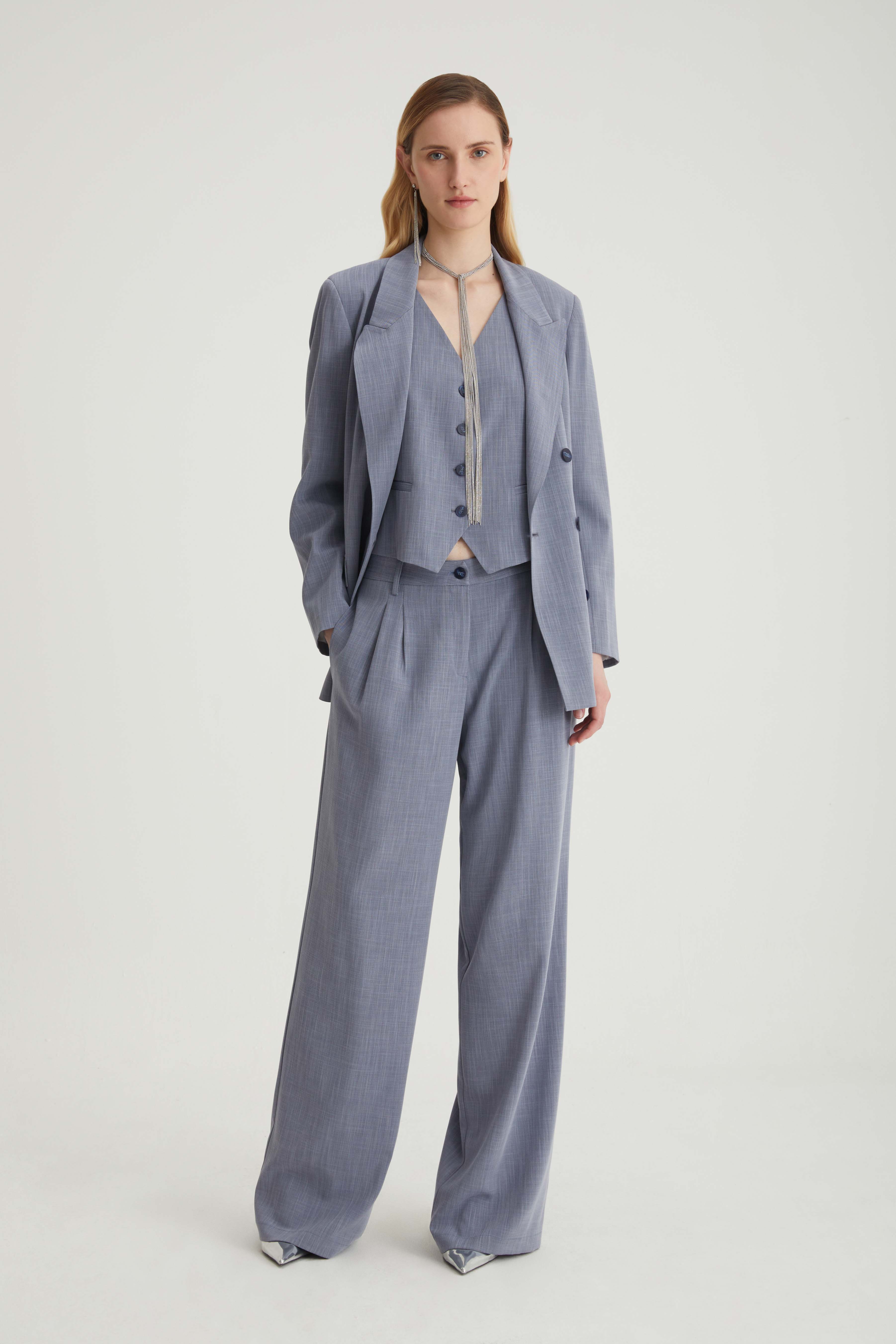 Blazer doppio petto effetto denim