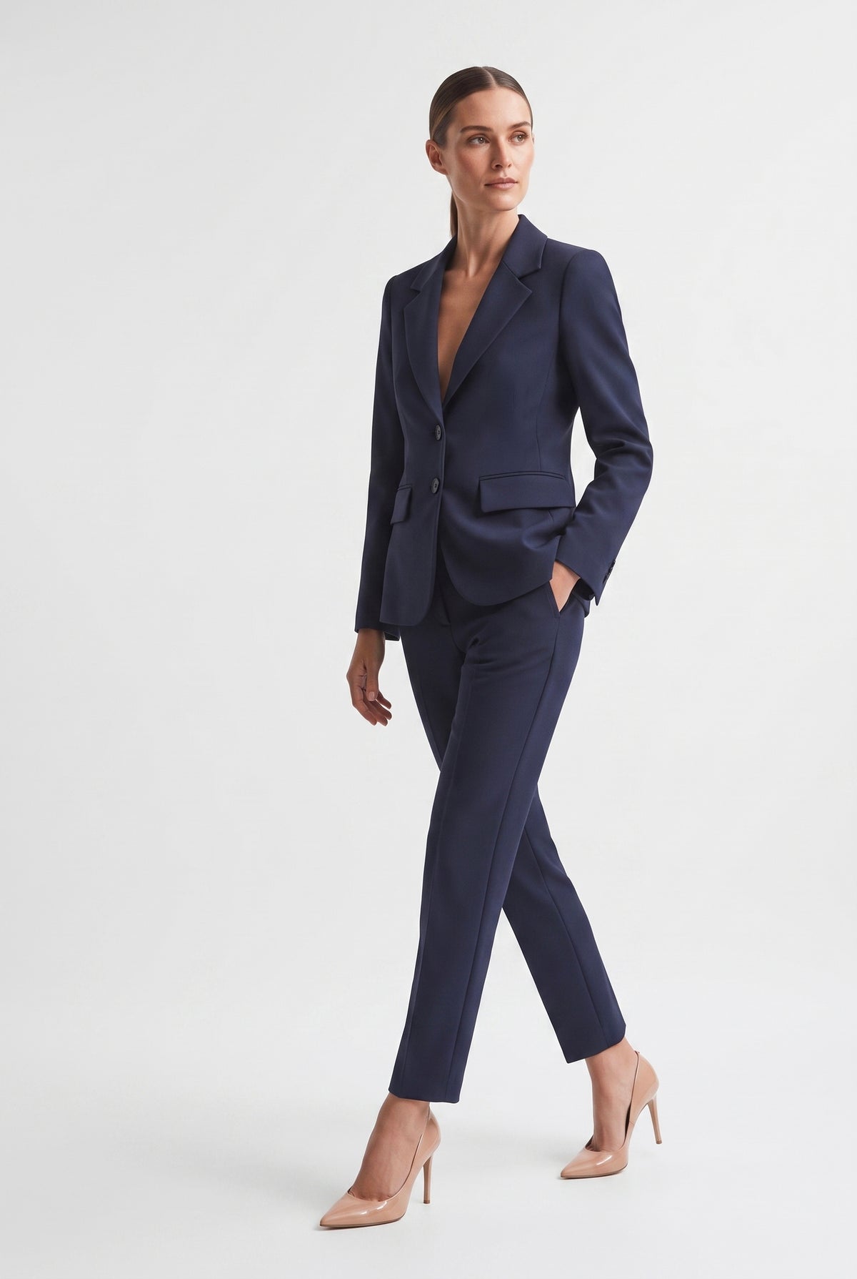 Tailleur Punto Milano Giacca Monopetto e Pantalone a Sigaretta Blu