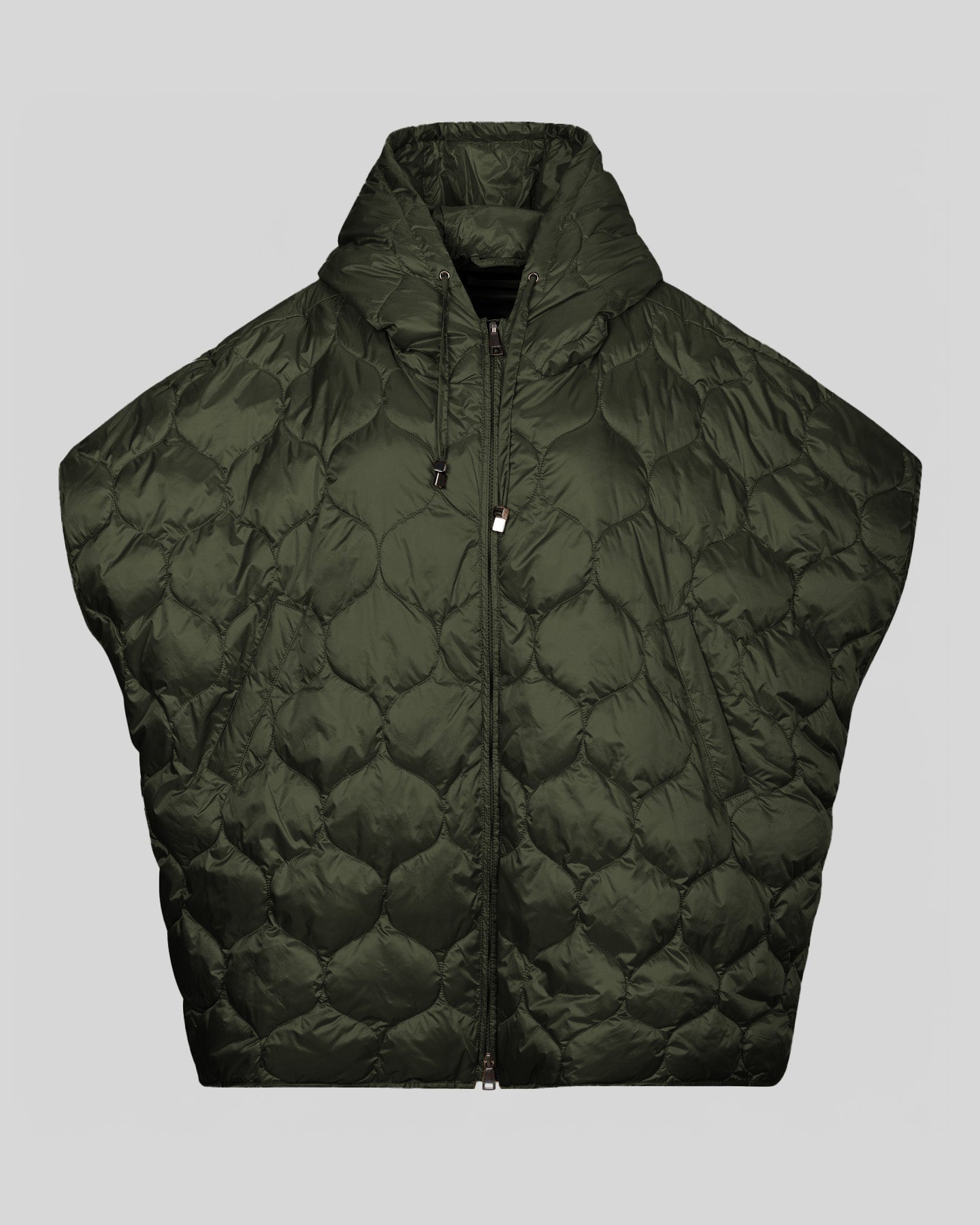 Piumino smanicato con cappuccio