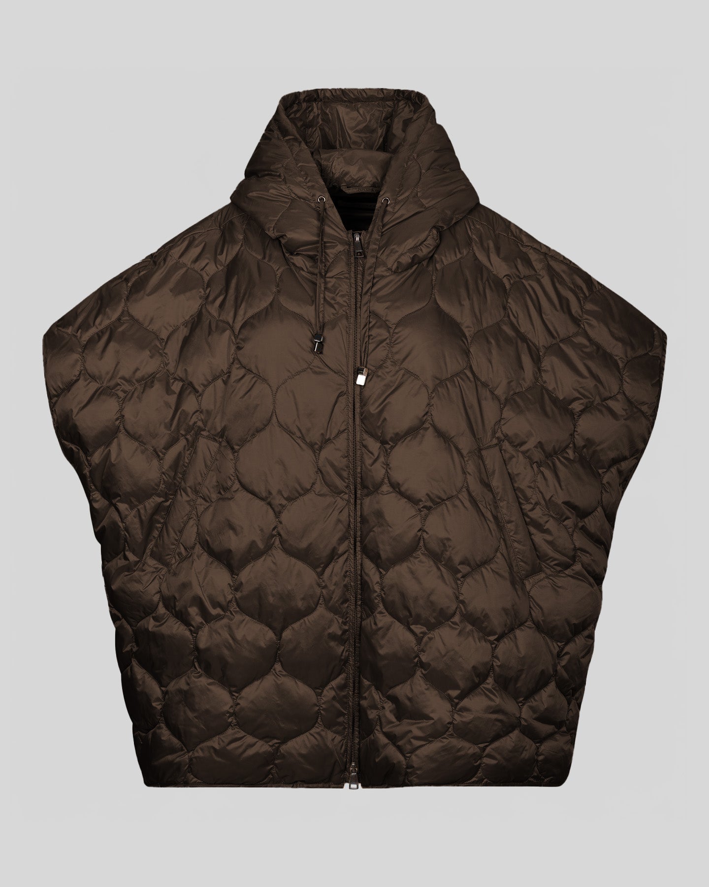 Piumino smanicato con cappuccio