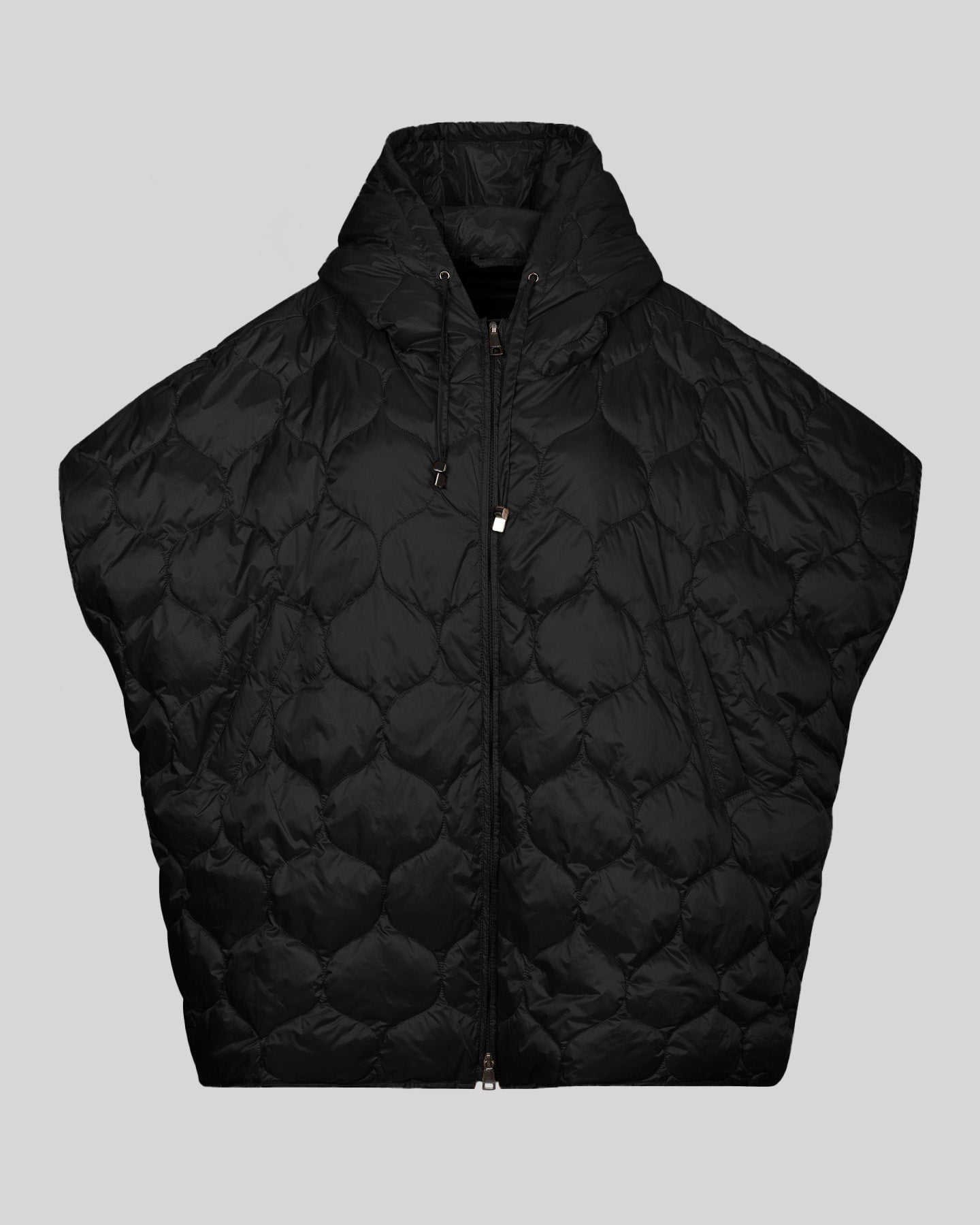 Piumino smanicato con cappuccio