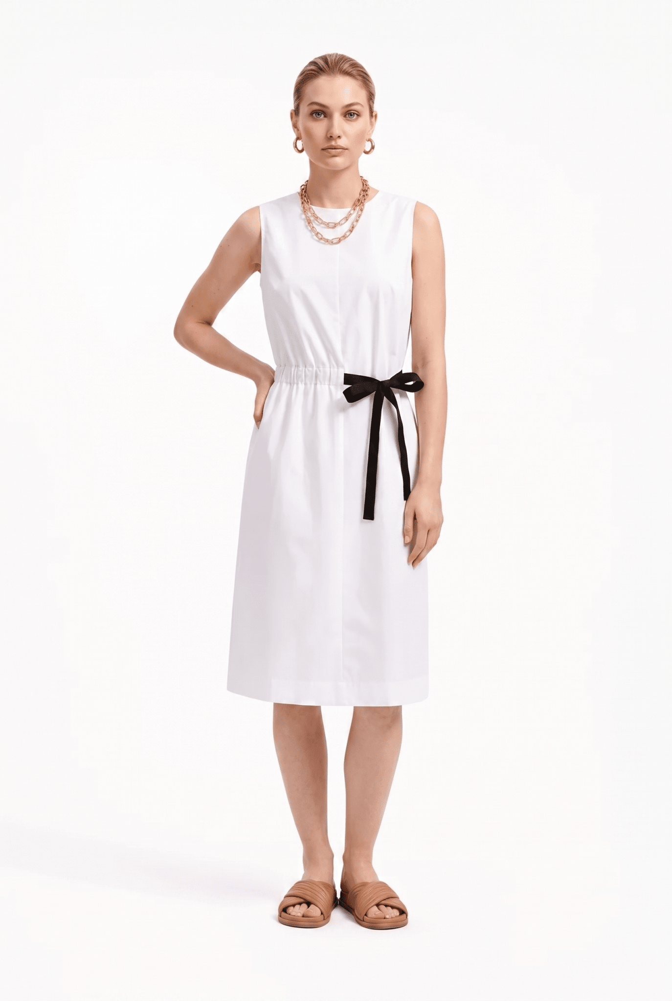 Abito Donna Midi Senza Maniche con Laccio a Contrasto – Moderno e Deciso - Caractère