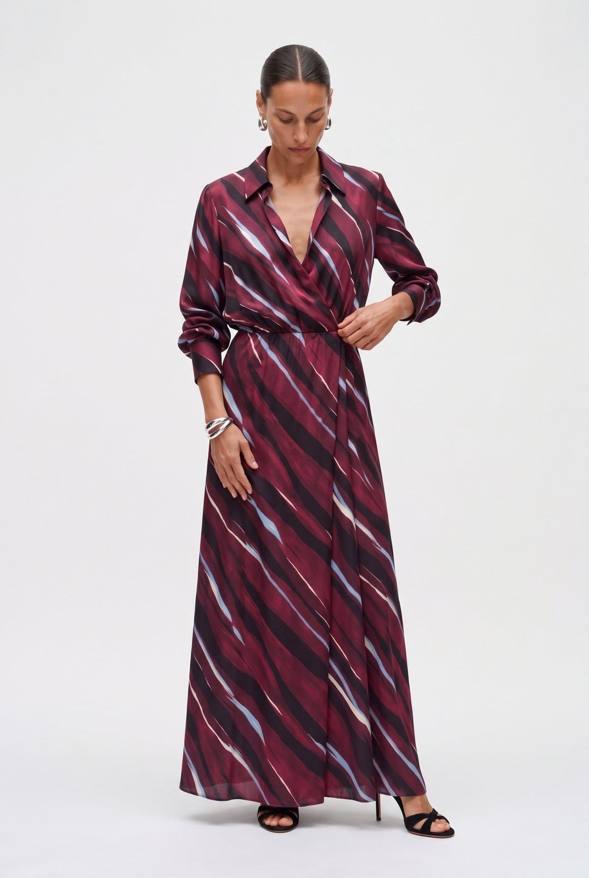 Abito Lungo Incrociato In Twill Stampato - Caractère