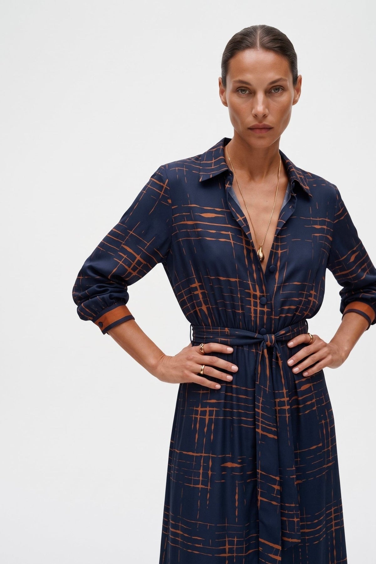 Abito Midi a Camicia In Twill Stampato - Caractère