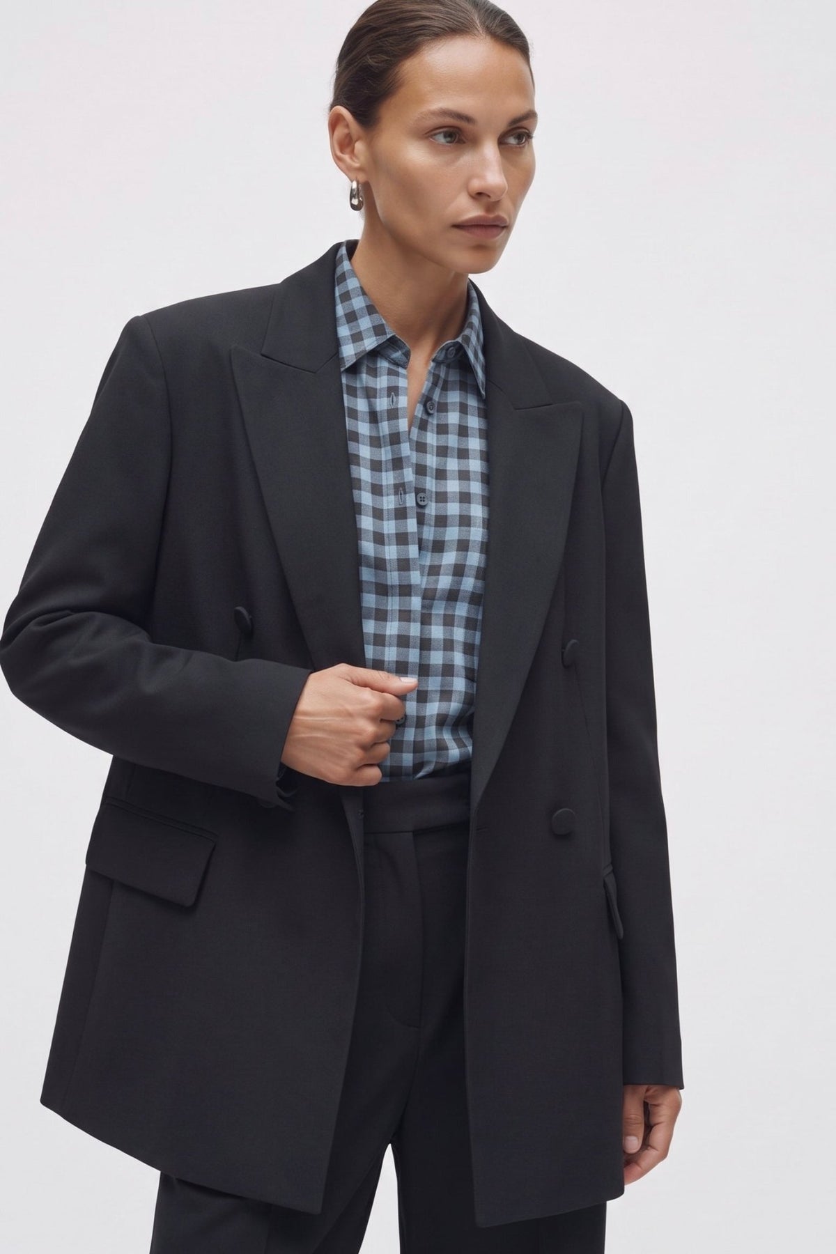 Blazer Donna Doppiopetto Elegante in Crepe – Spalla Strutturata - Caractère