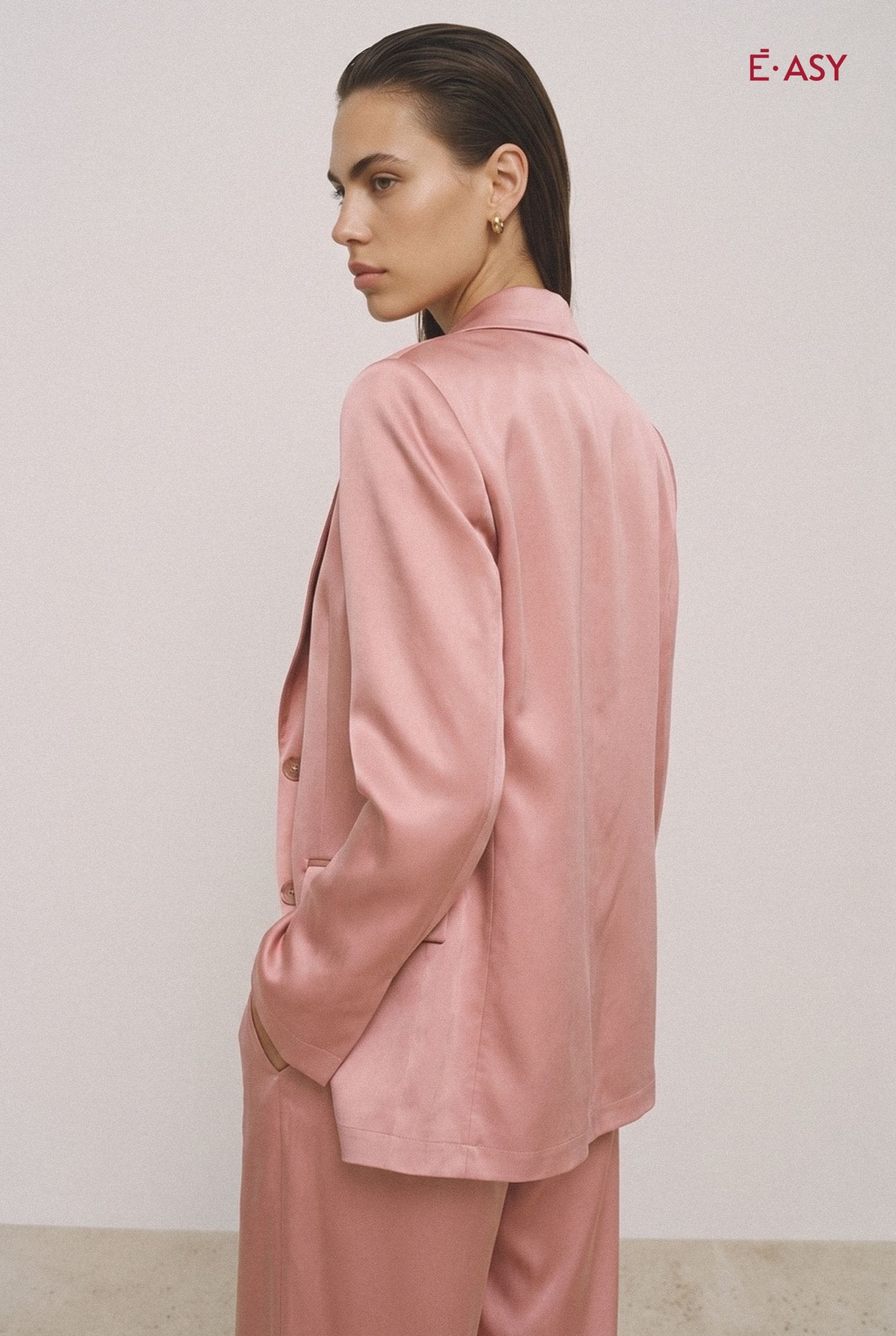 Blazer Monopetto Satinato con Revers - Caractère