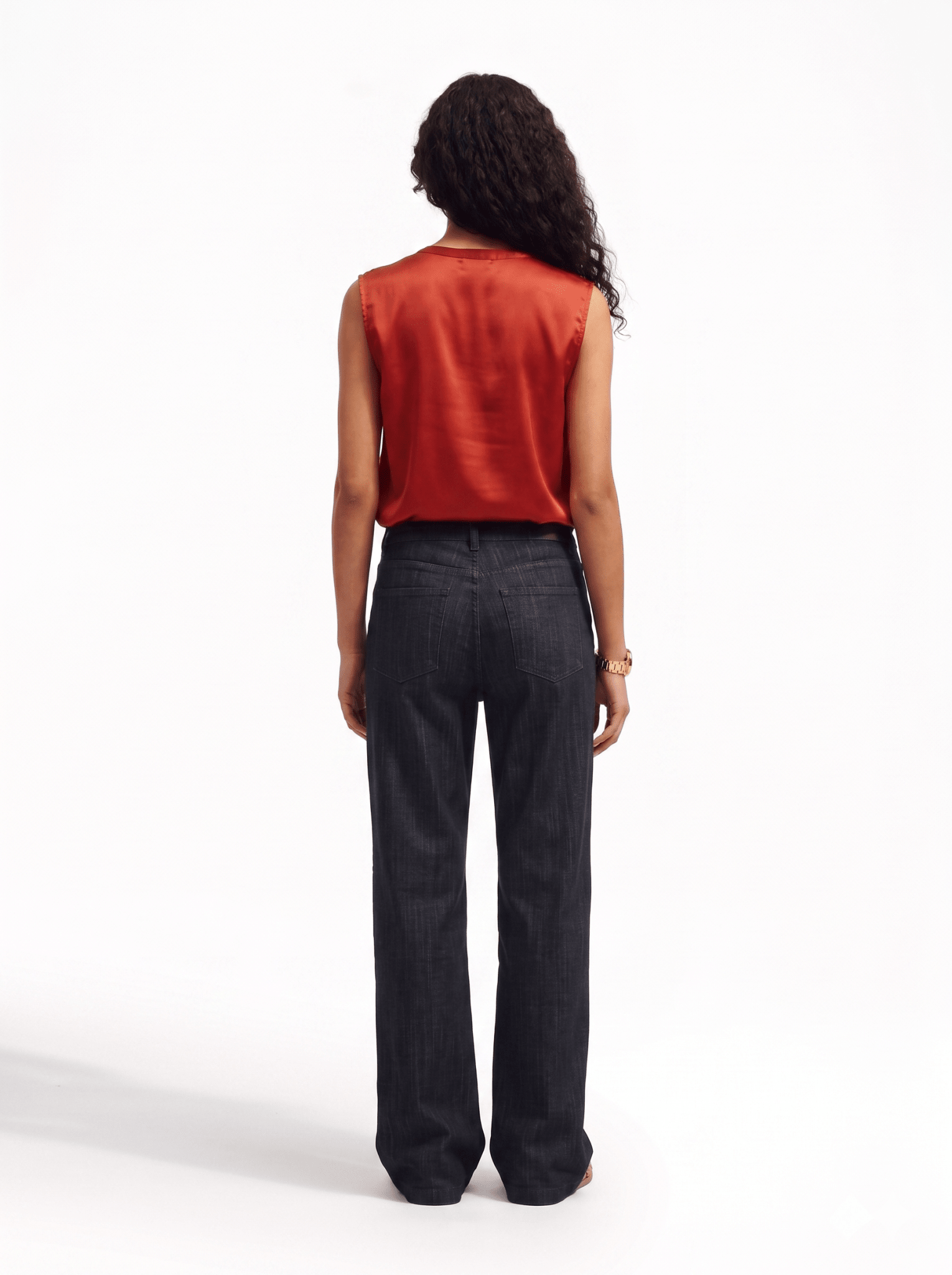 Blusa smanicata in viscosa fluida con scollo a V - Caractère