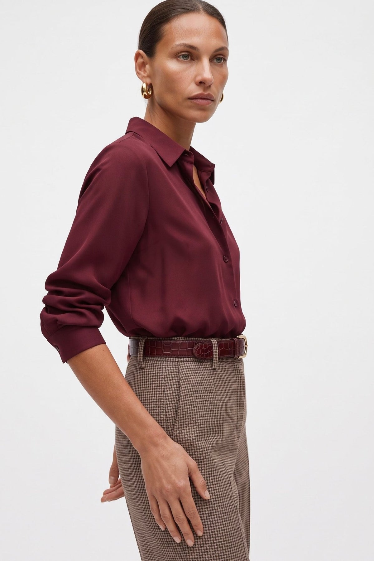 Camicia Donna Elegante a Manica Lunga Colletto Classico – Raffinata da Ufficio - Caractère