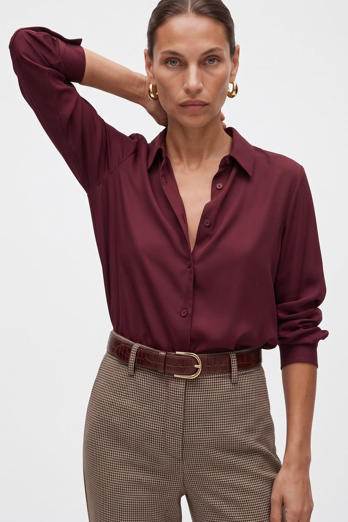 Camicia Donna Elegante a Manica Lunga Colletto Classico – Raffinata da Ufficio - Caractère