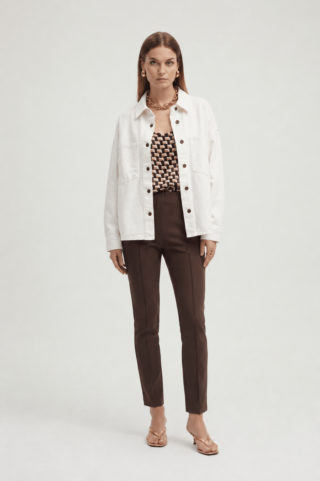 Camicia Donna in Denim di Cotone con Tasche Frontali