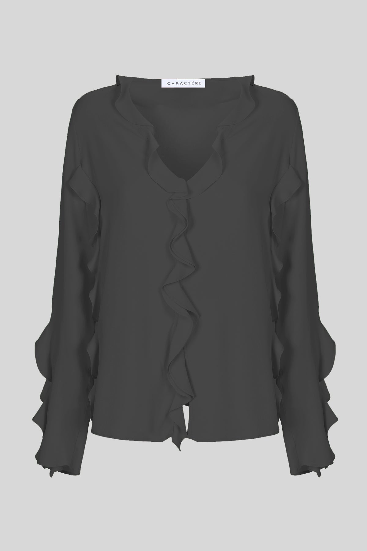 Camicia in misto seta con rouche - Caractère
