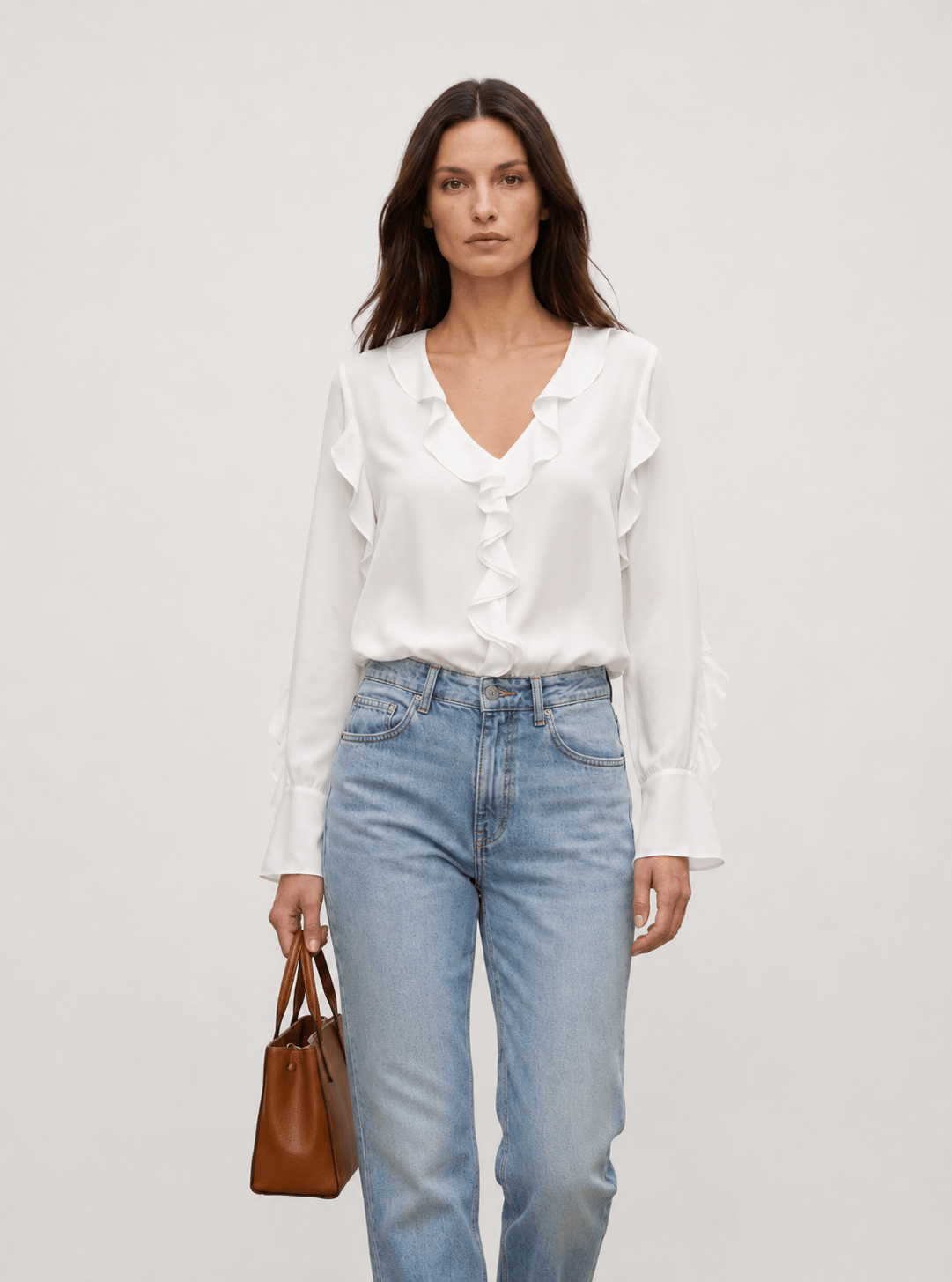 Camicia in misto seta con rouche - Caractère