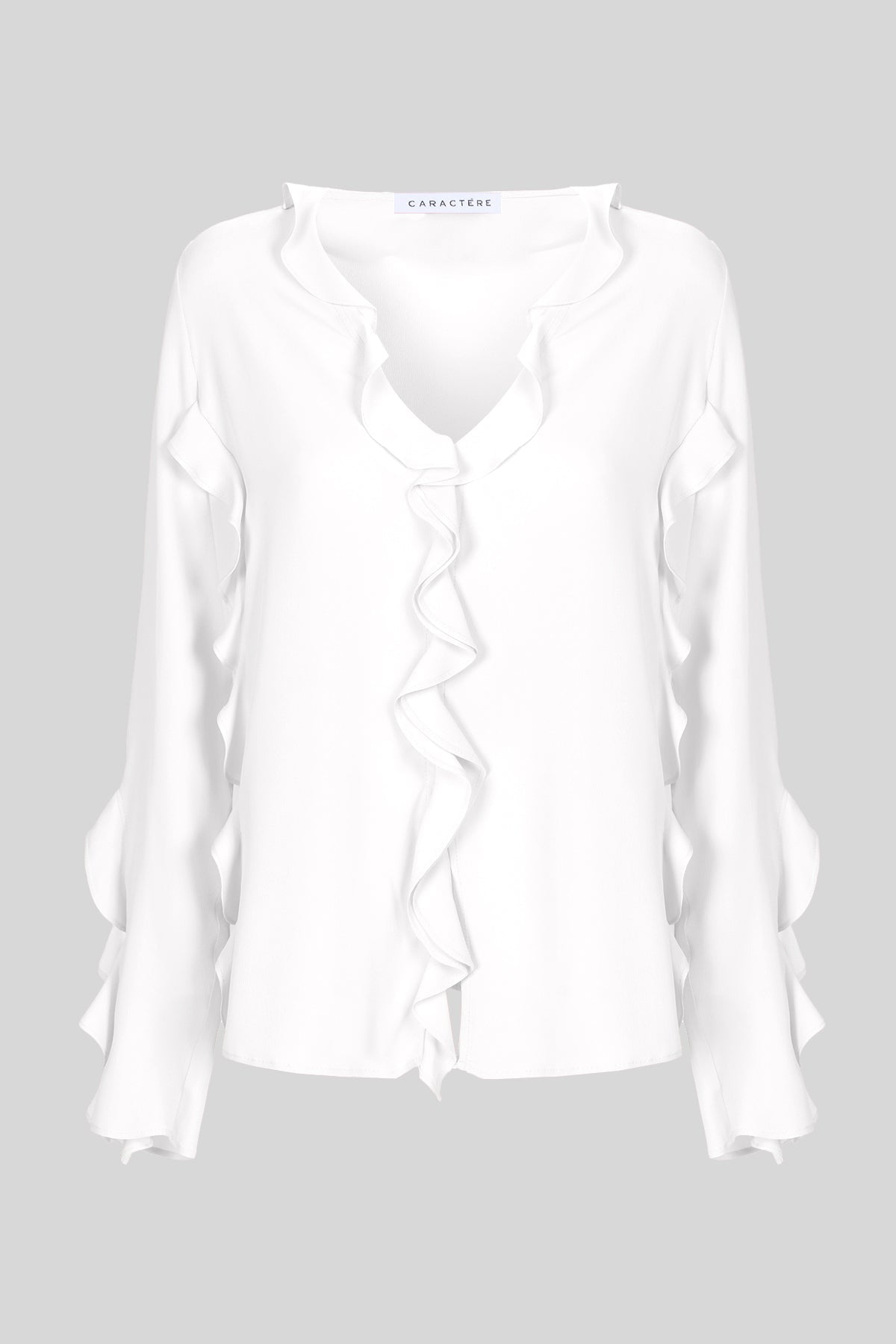 Camicia in misto seta con rouche - Caractère