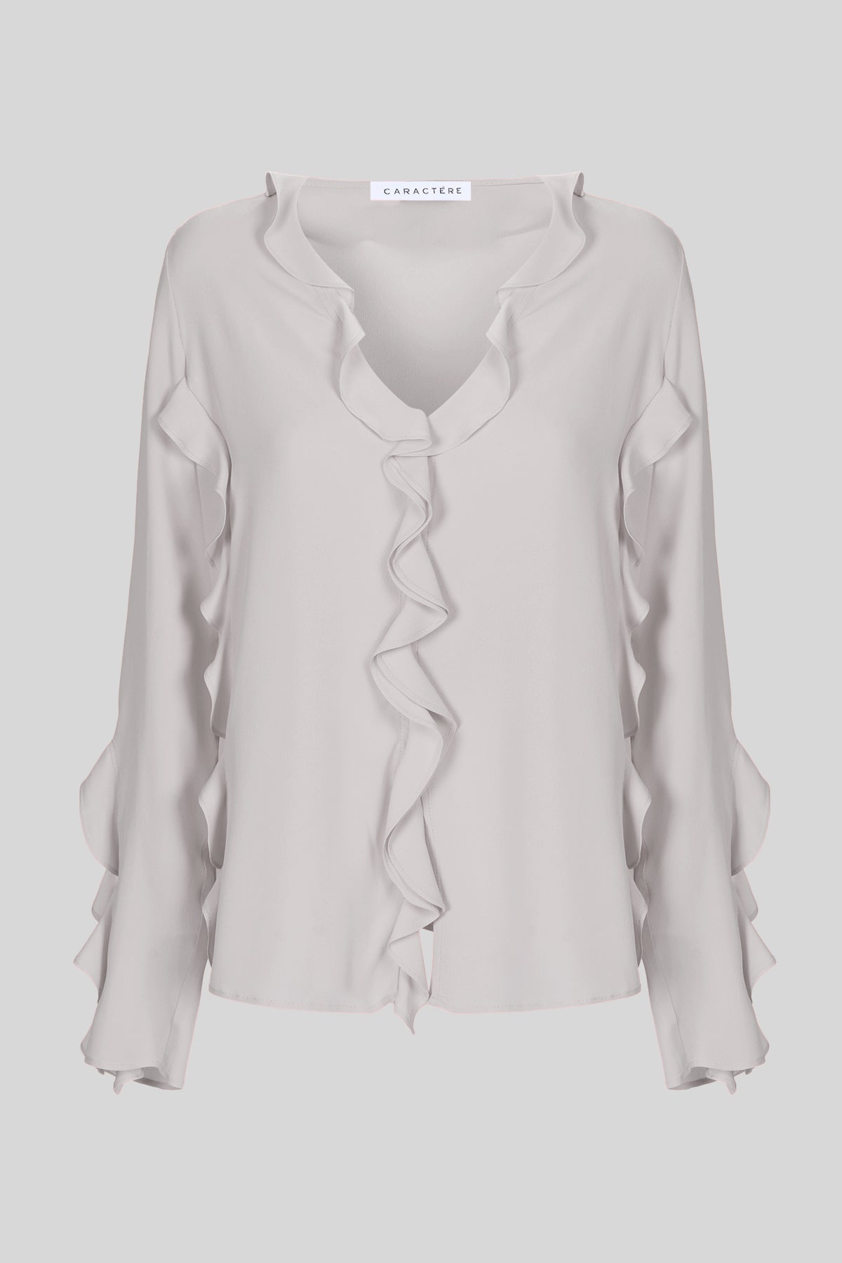 Camicia in misto seta con rouche - Caractère