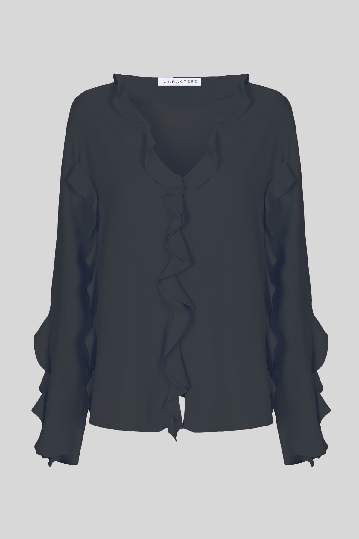 Camicia in misto seta con rouche - Caractère