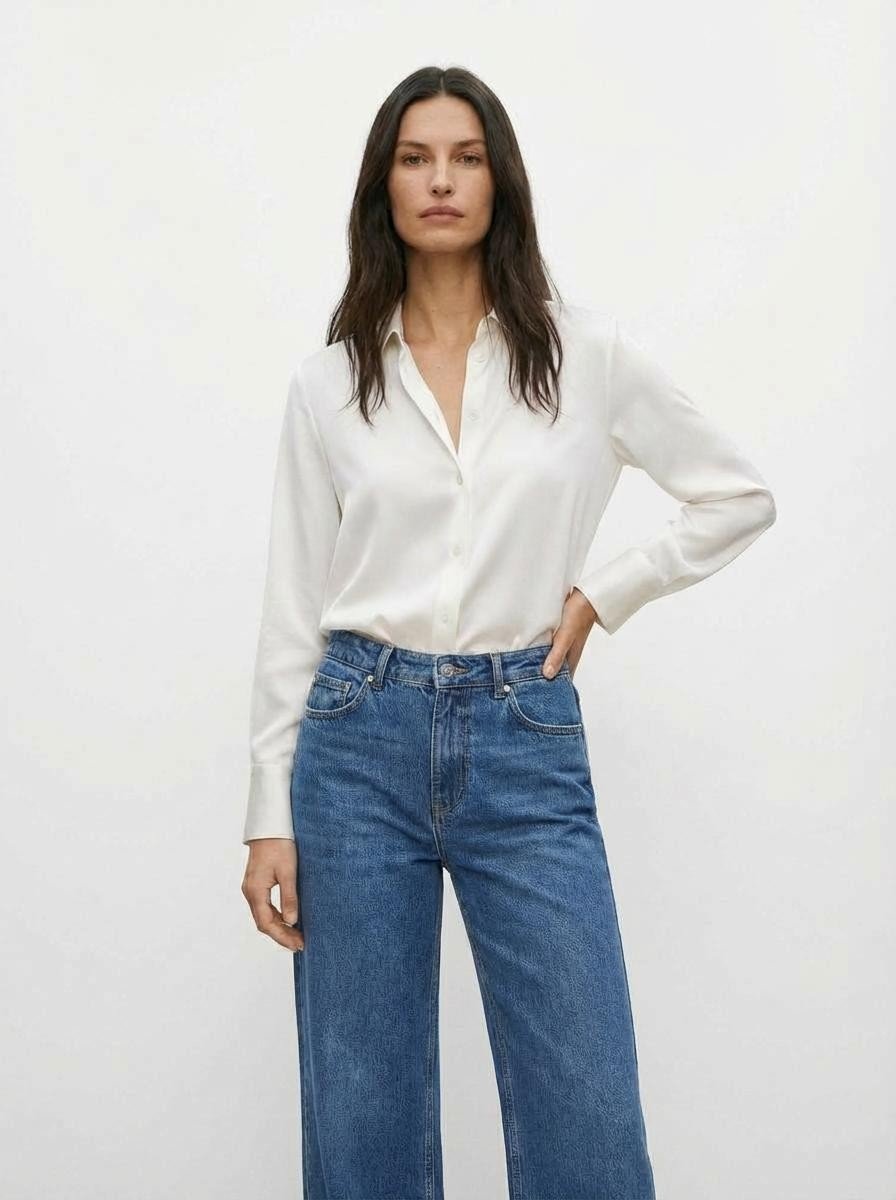 Camicia in misto seta, maniche lunghe - Caractère