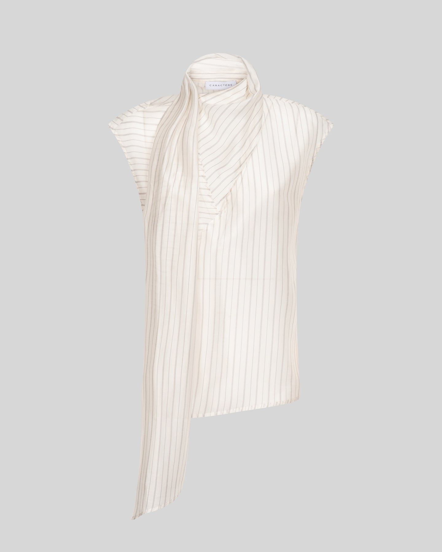 Camicia Smanicata a Righe con Collo a Sciarpa