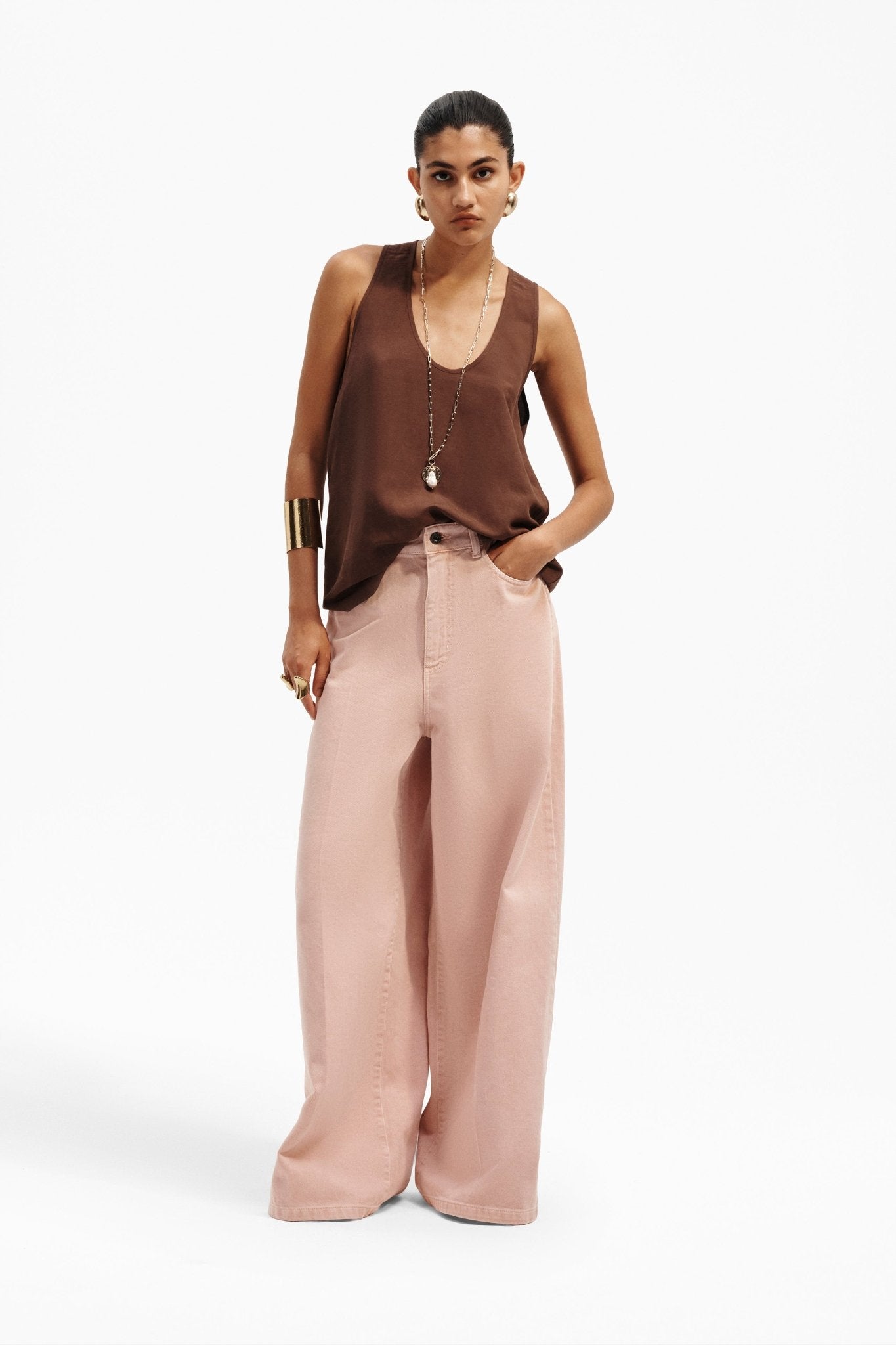 Canotta Donna in Viscosa e Lino con Scollo Ampio - Caractère