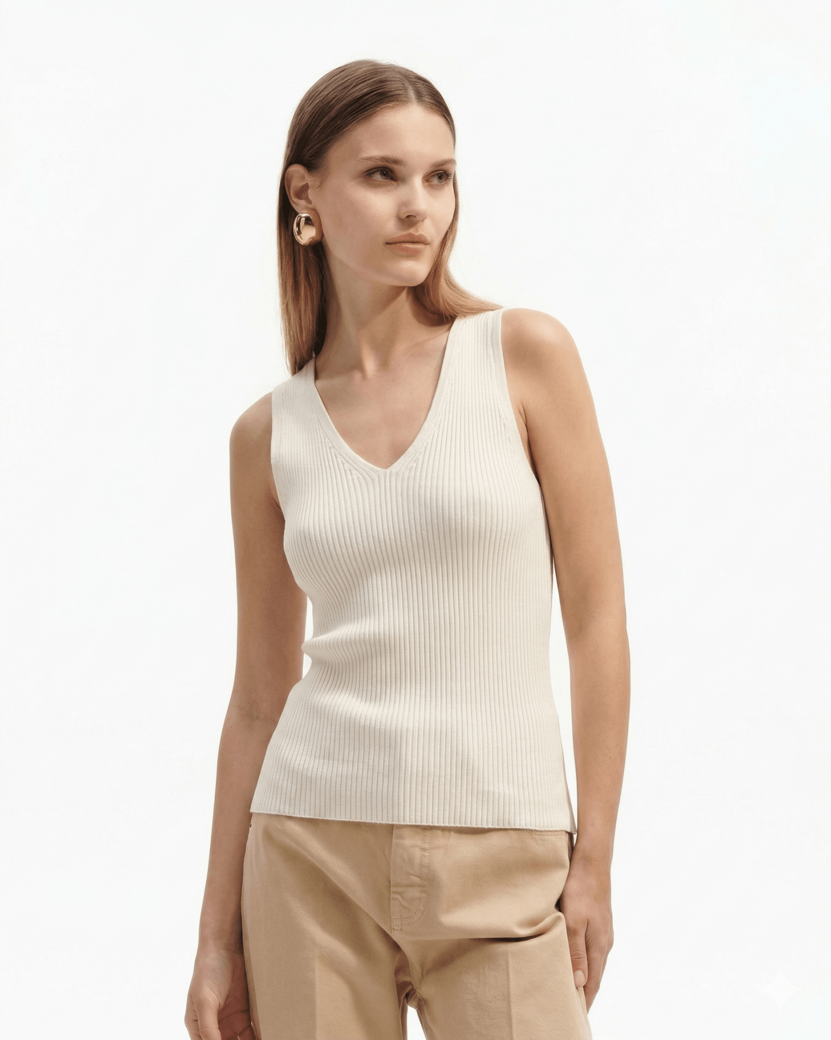 Canotta in Viscosa con Scollo a V e Spalline Larghe - Caractère