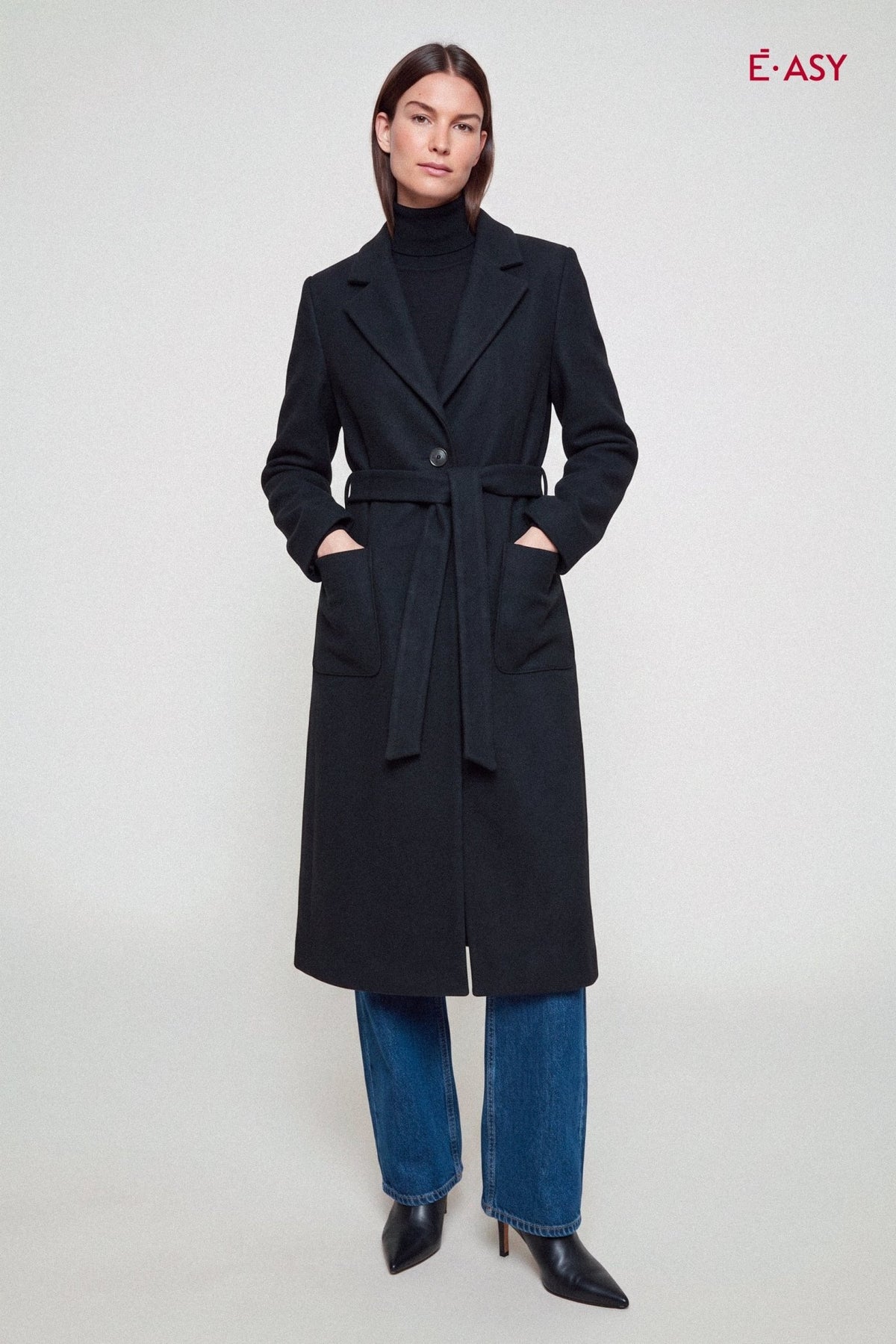 Cappotto lungo in panno in misto lana - Caractère