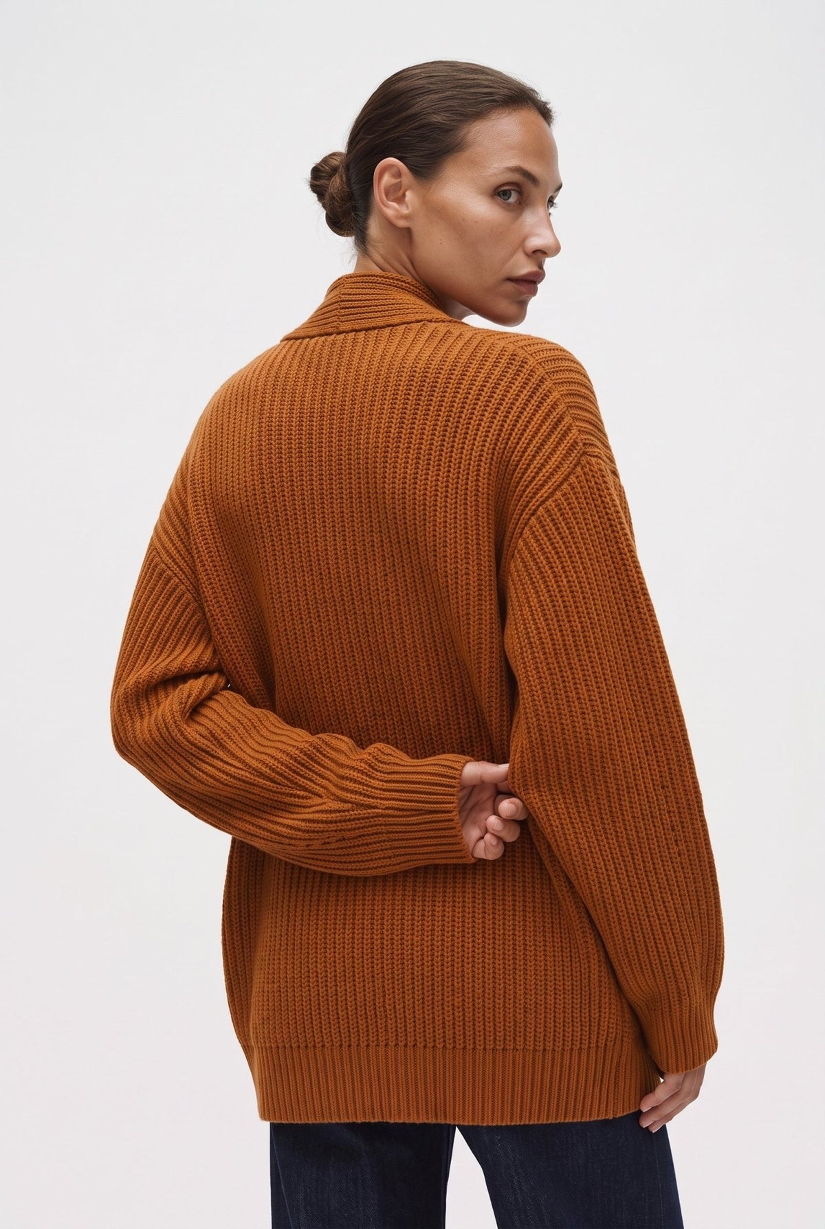 Cardigan a coste in misto lana - Caractère