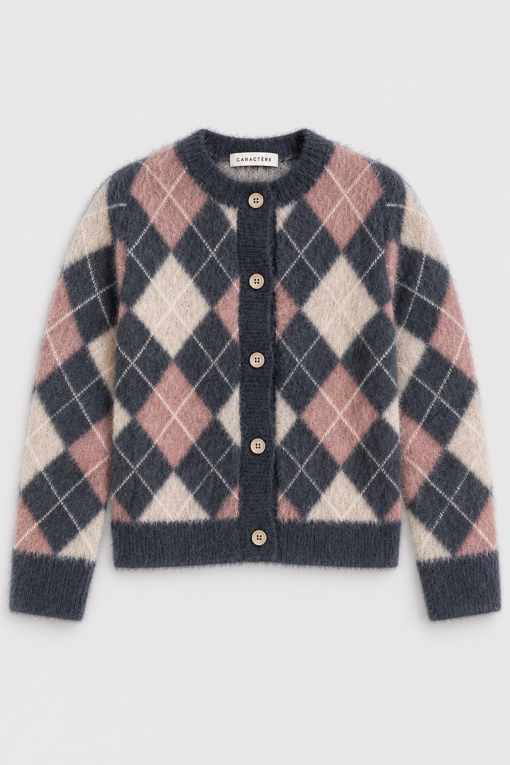 Cardigan a Motivo Argyle con Chiusura a Bottoni - Caractère