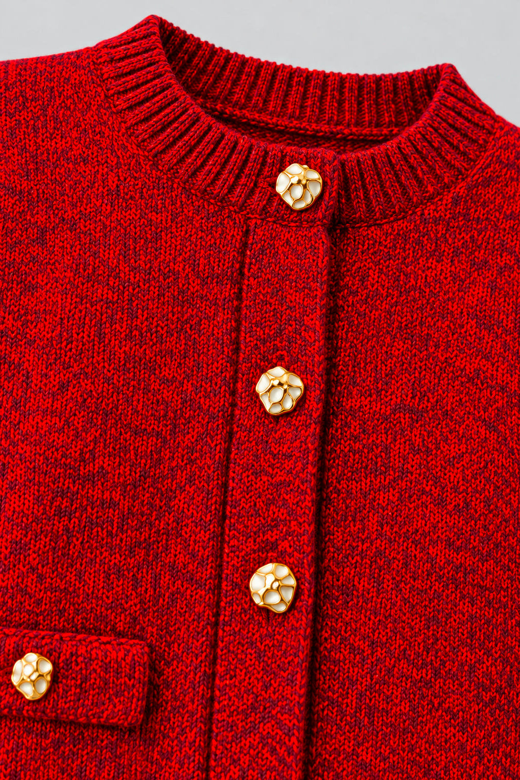 Cardigan Girocollo In Lana Cachemere Mouline'