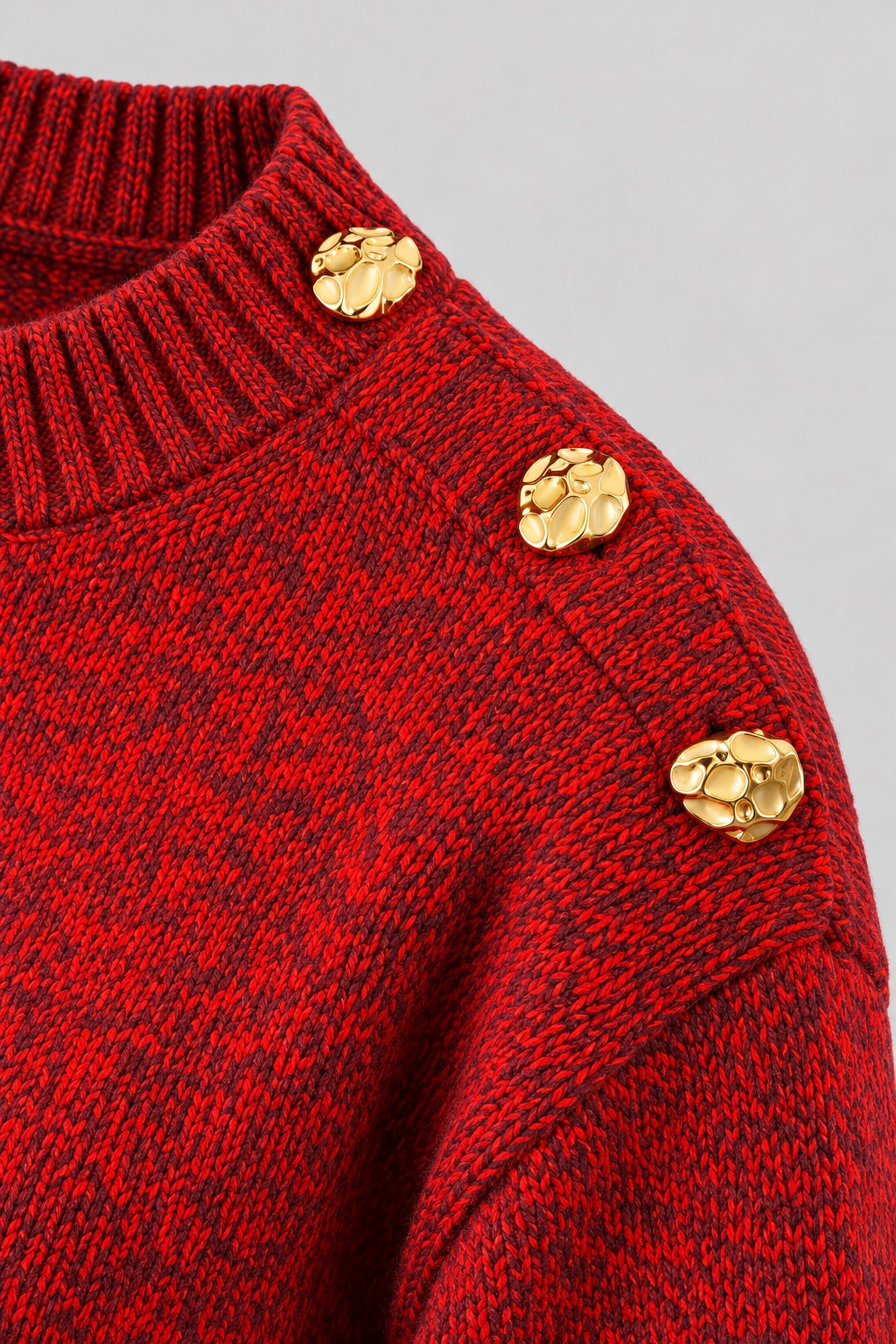 Maglia Girocollo Con Dettaglio Bottone in misto lana