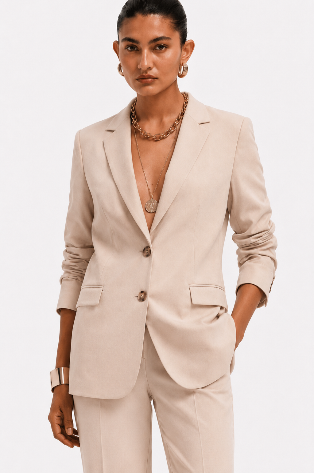 Giacca monopetto completo in cotone stretch