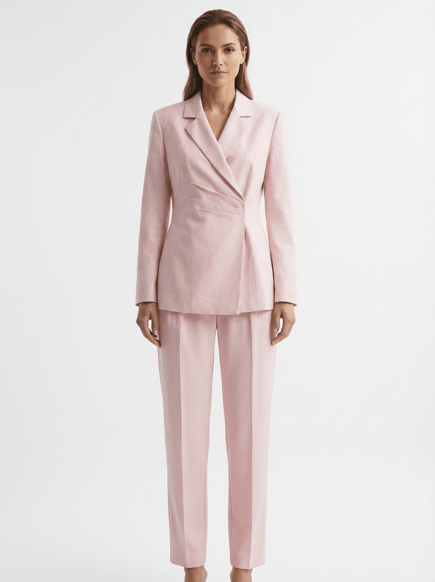 Giacca Tailleur doppiopetto in lino cotone arricciata - Caractère