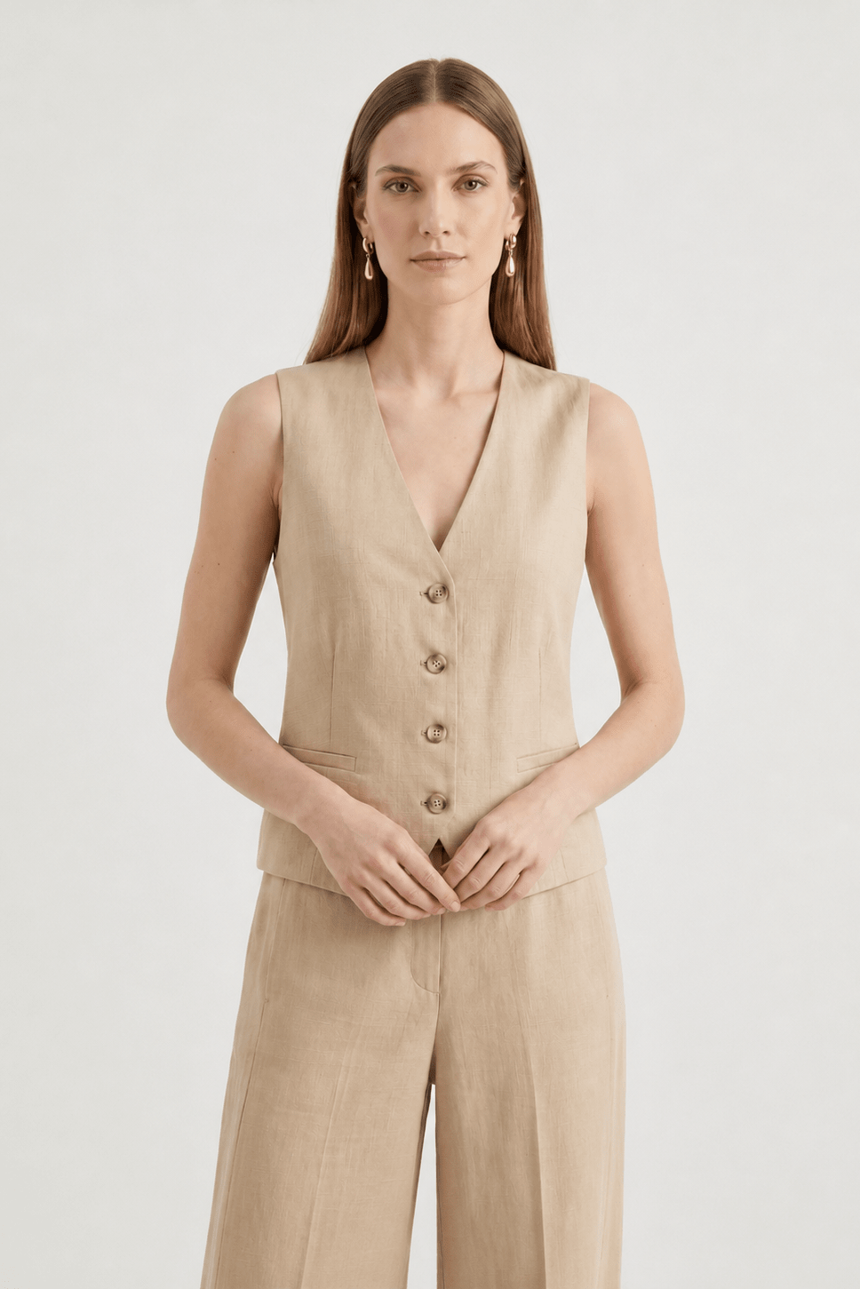 Gilet in Misto Lino Coordinato con Pantalone e Giacca - Caractère