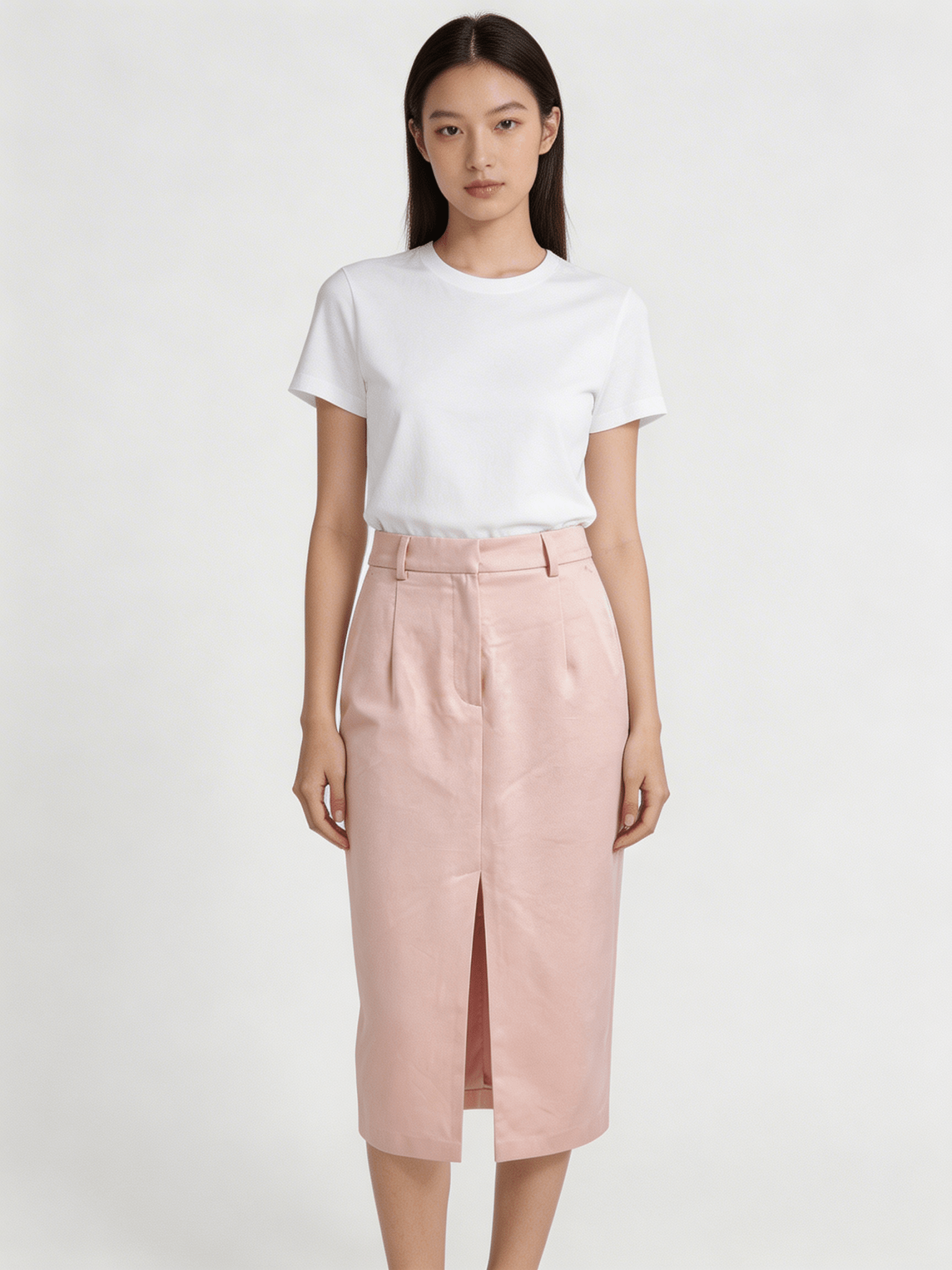 Gonna lunga completo in lino cotone con spacco frontale - Caractère