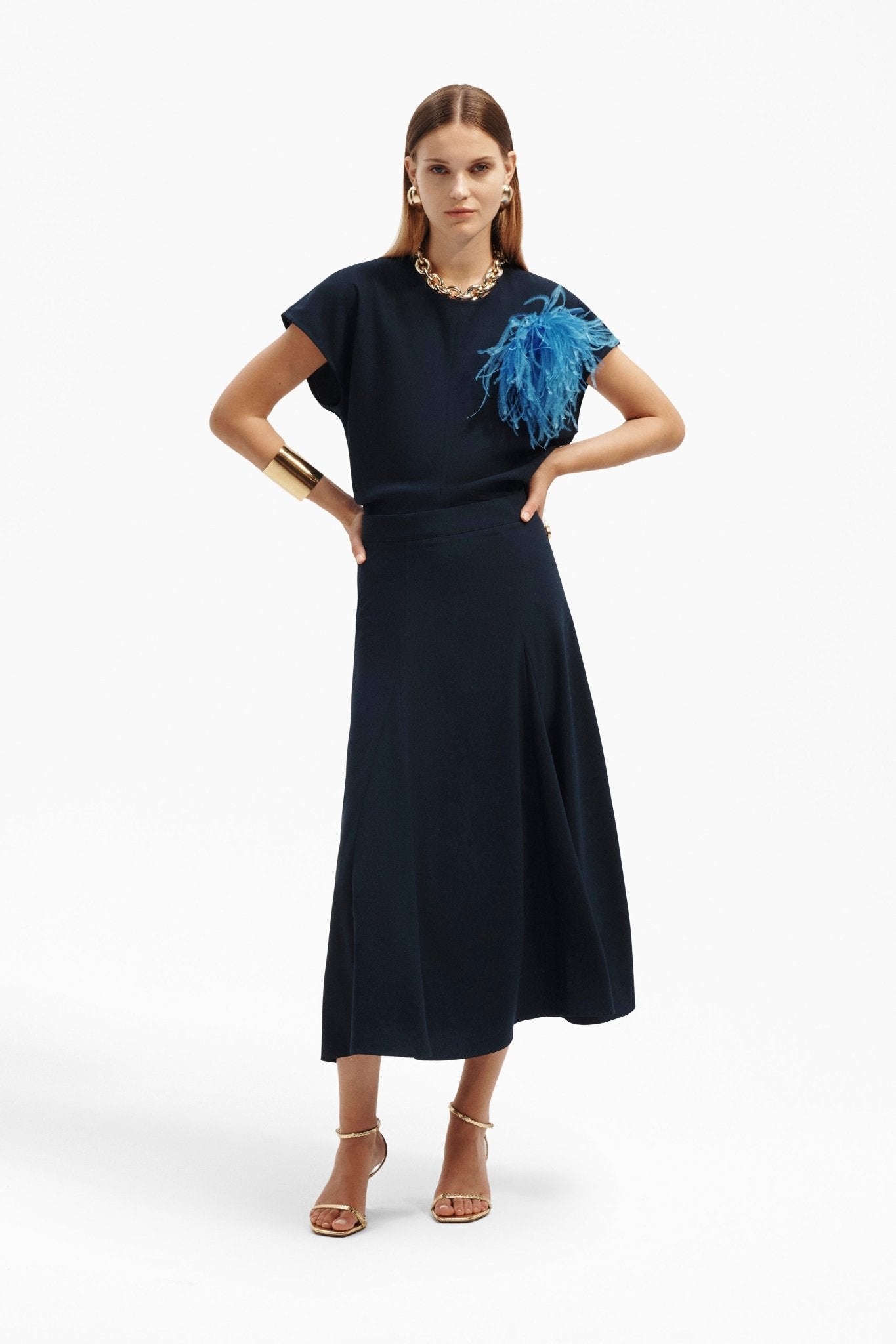 Gonna Midi Elegante in Crepe Svasata - Caractère