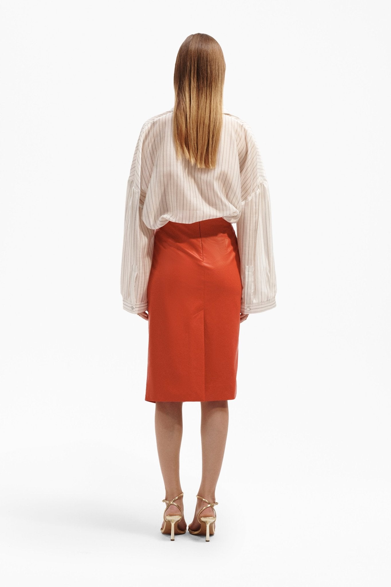 Gonna Midi in Simil Pelle Elegante con Arricciatura - Caractère